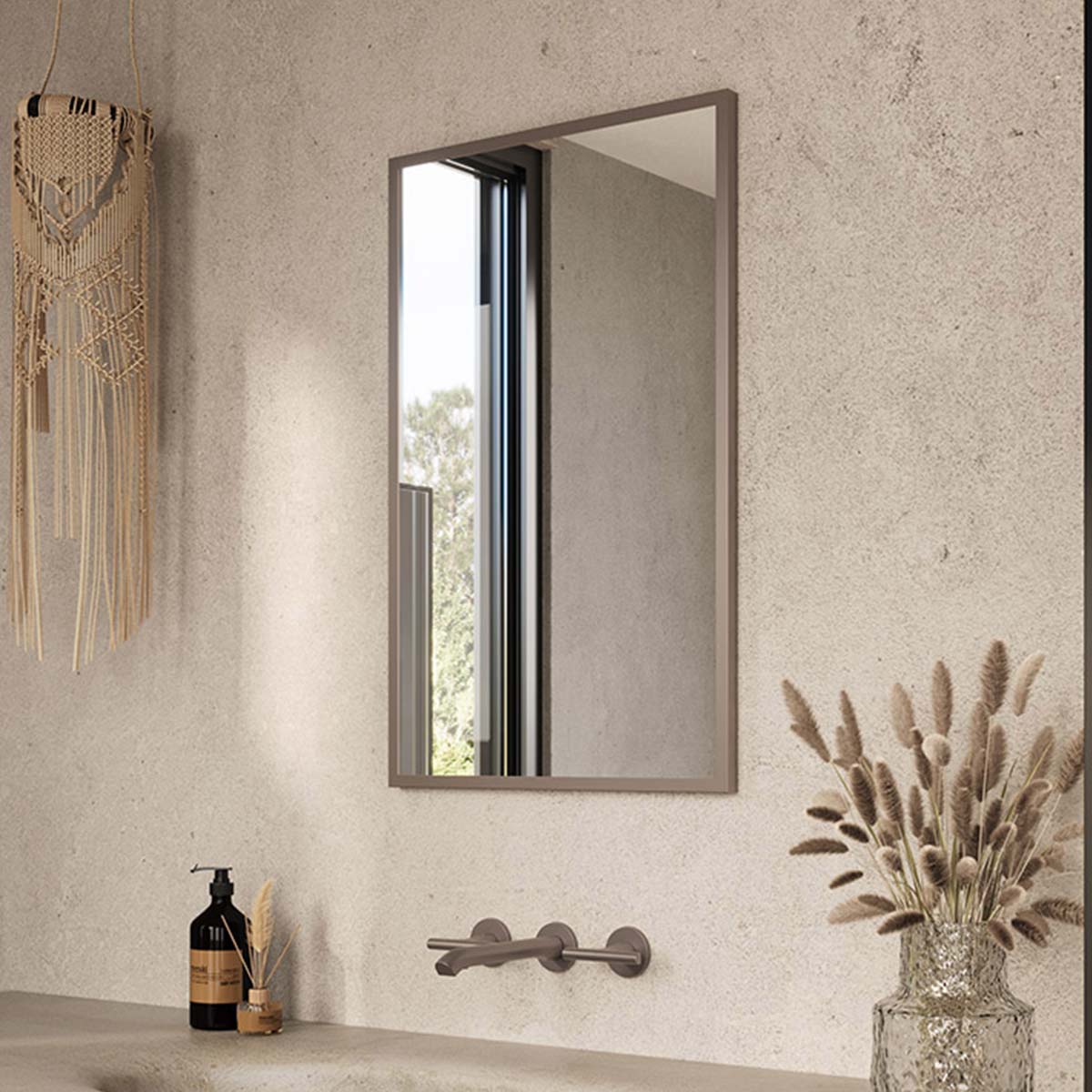 harbour rectangular mirror brushed bronze frame 40x70cm