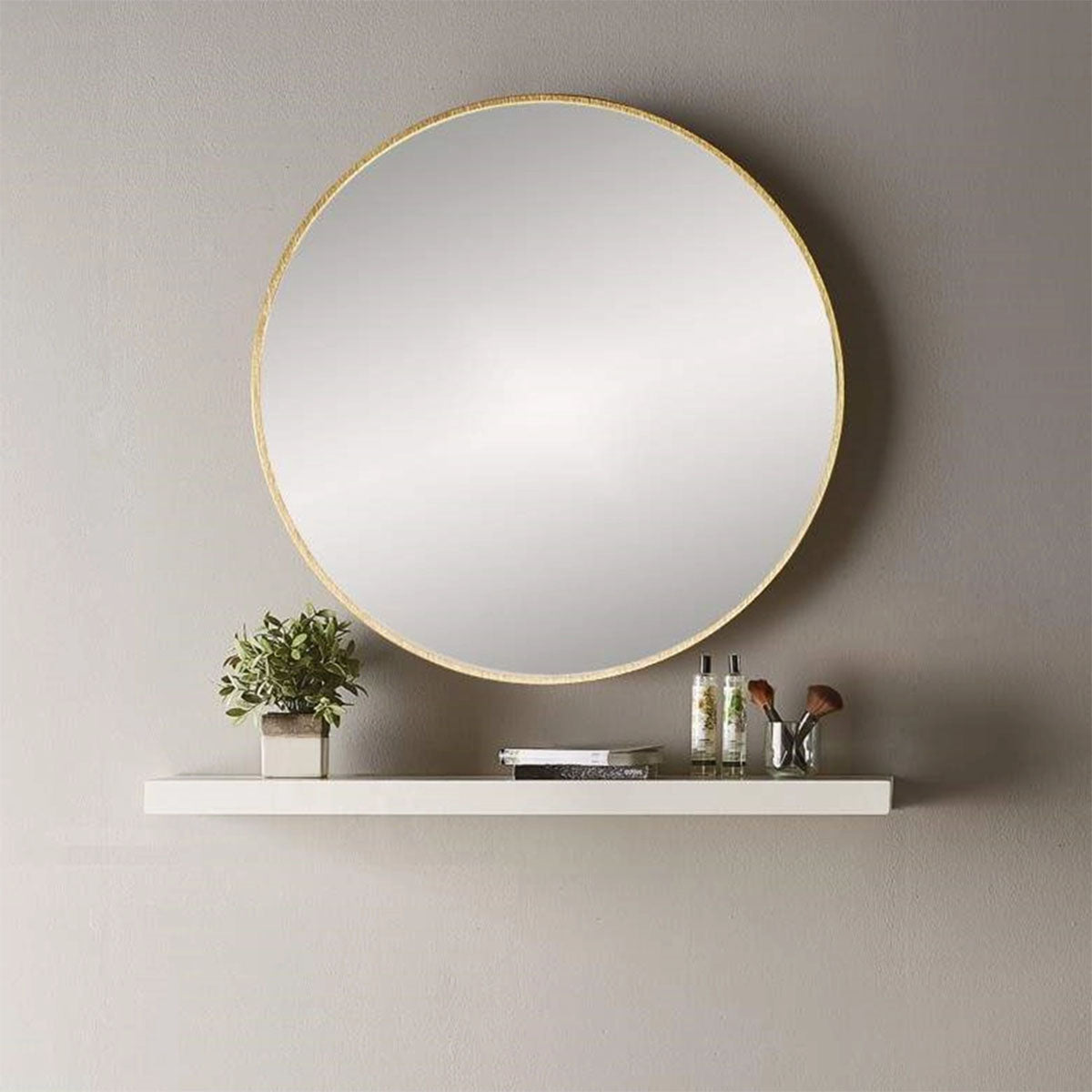 harbour round mirror brushed brass frame 60x60cm
