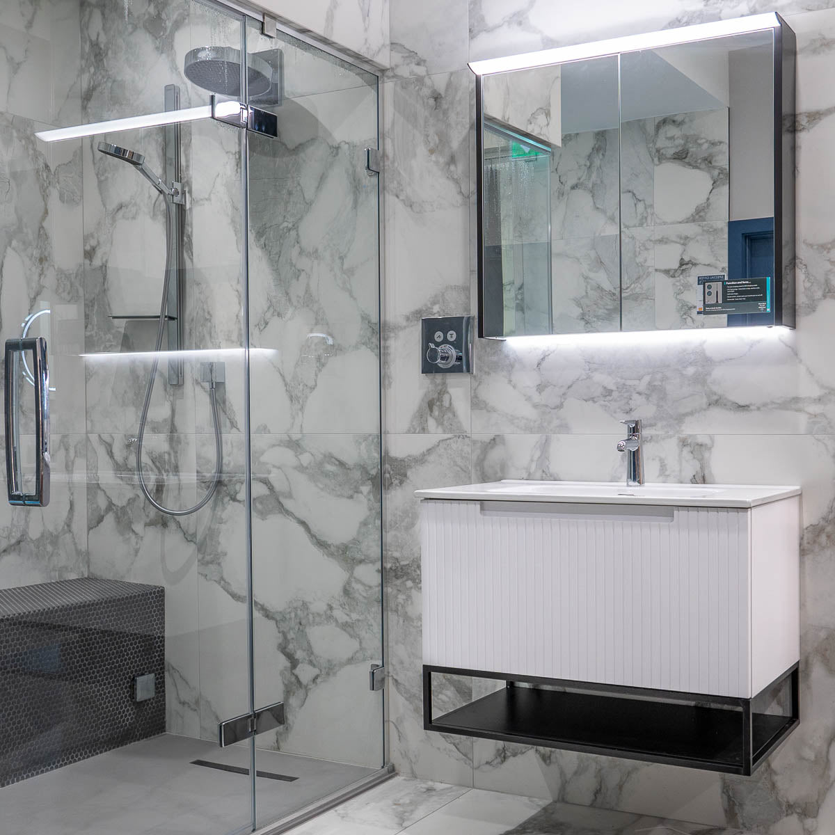 Harmony 800 Wall Mounted Vanity Unit With Ceramic Basin and Open Bottom Shelf - White