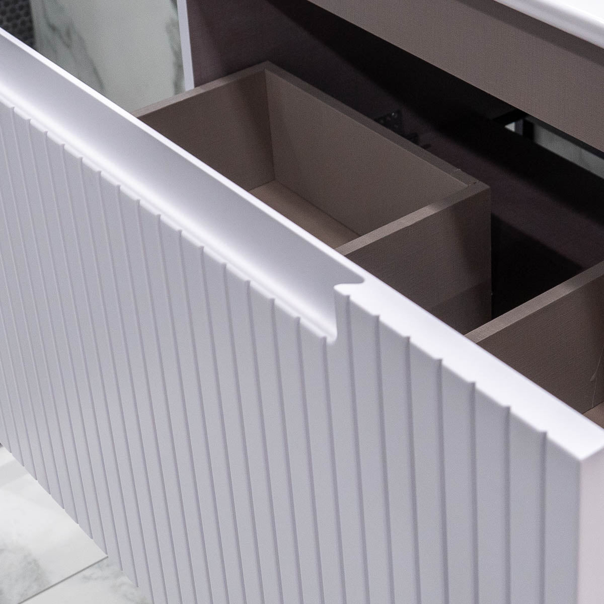 Harmony 800 Wall Mounted Vanity Unit With Ceramic Basin and Open Bottom Shelf - White