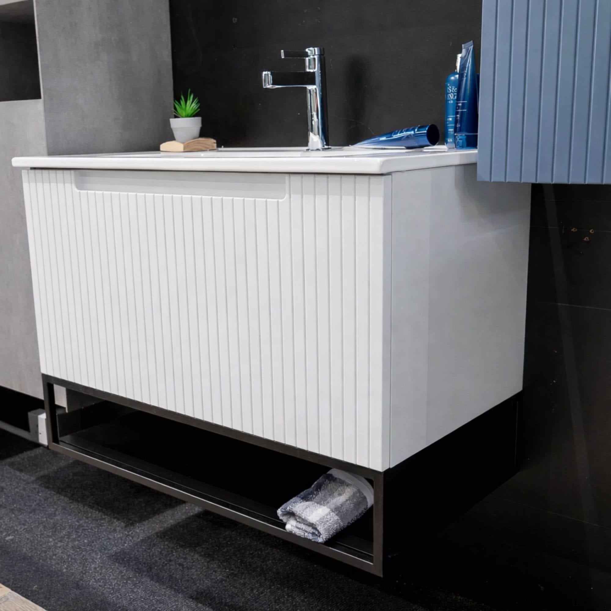 Harmony Wall Mounted Vanity Unit With open shelving in White Finish - Deluxe Bathrooms, Ireland