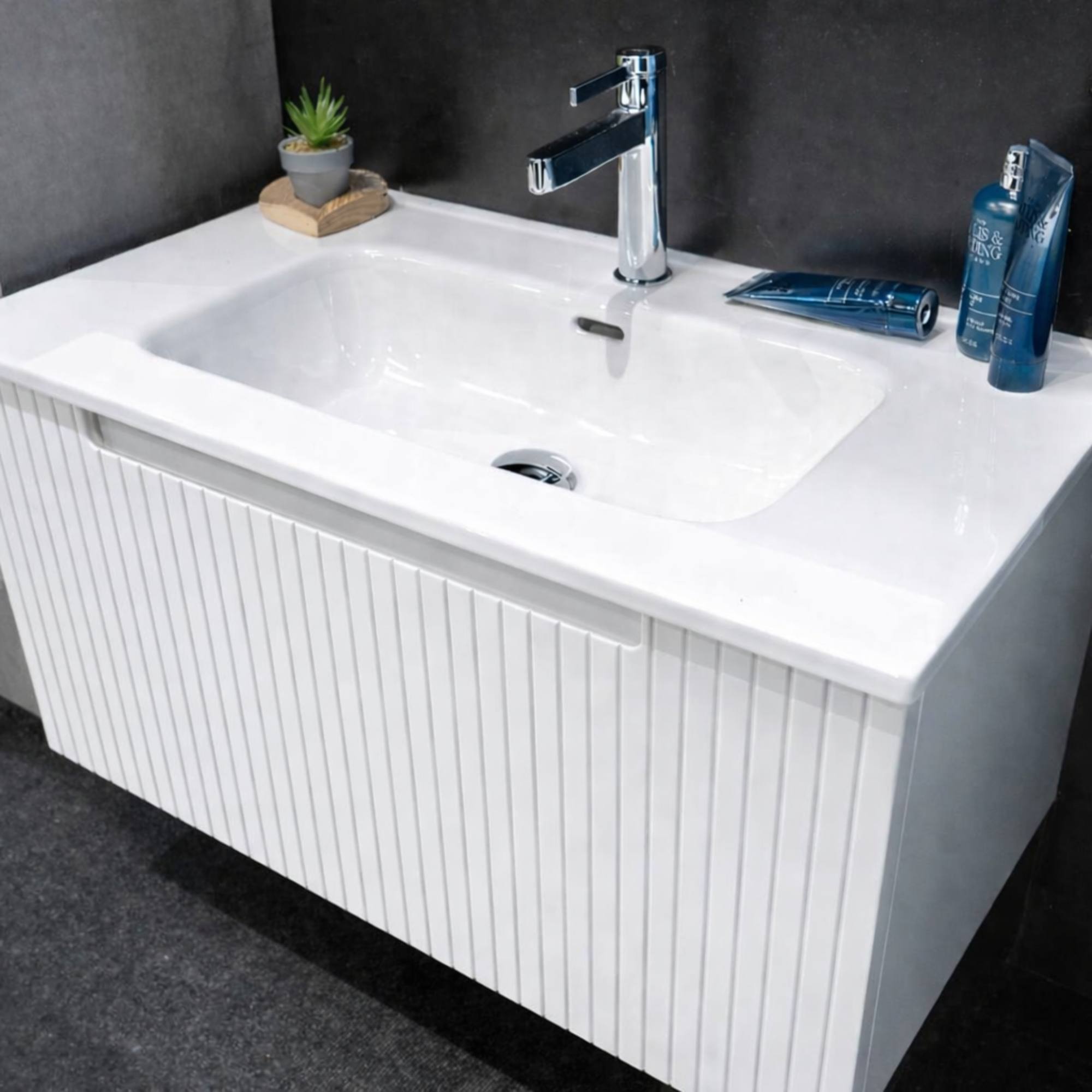 Harmony Wall Mounted Vanity Unit With Basin in White Colour Deluxe Bathrooms, Ireland