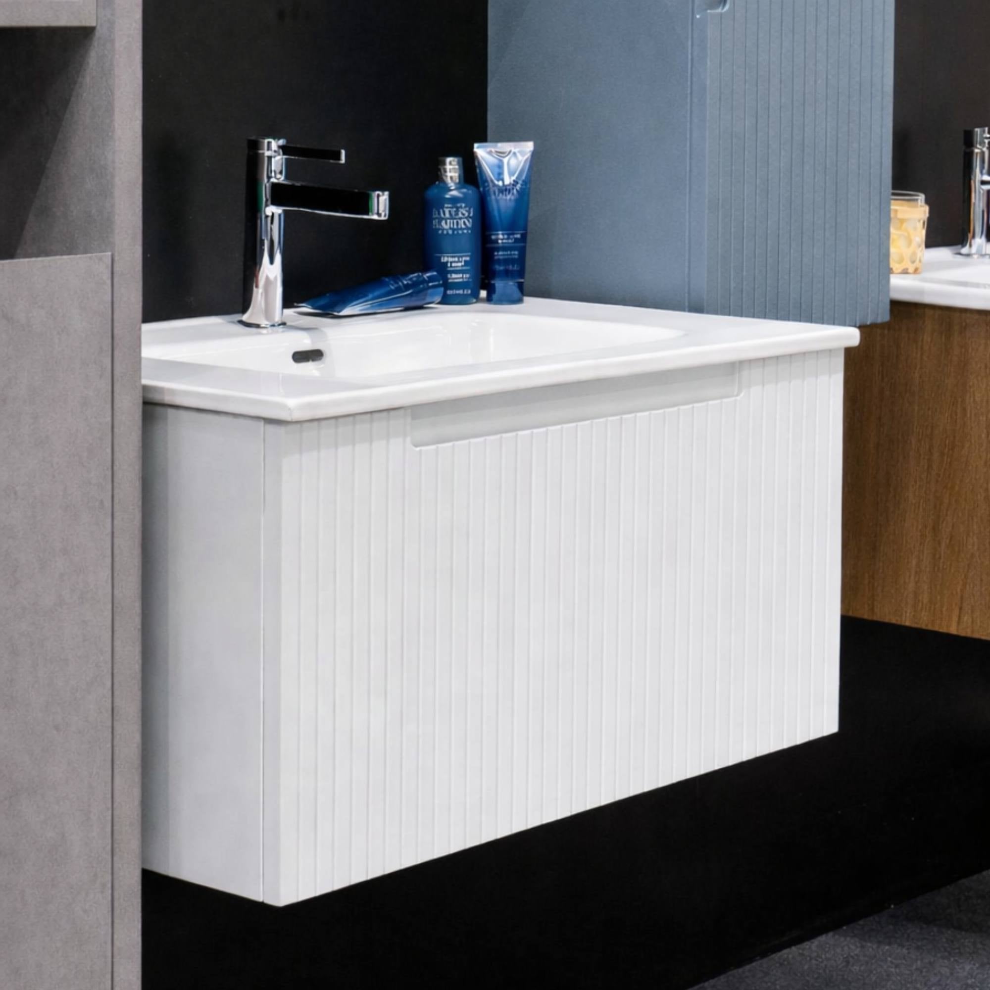 Harmony Wall Mounted Vanity Unit With Basin in White Colour Deluxe Bathrooms, Ireland