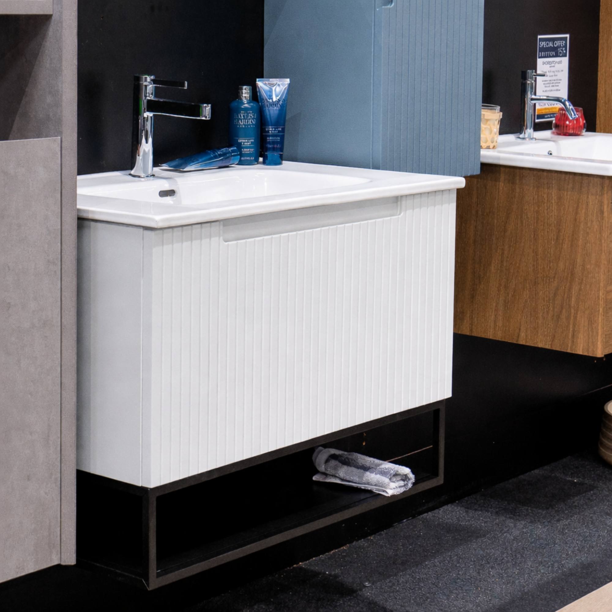 Harmony Wall Mounted Vanity Unit With open shelving in White Finish - Deluxe Bathrooms, Ireland