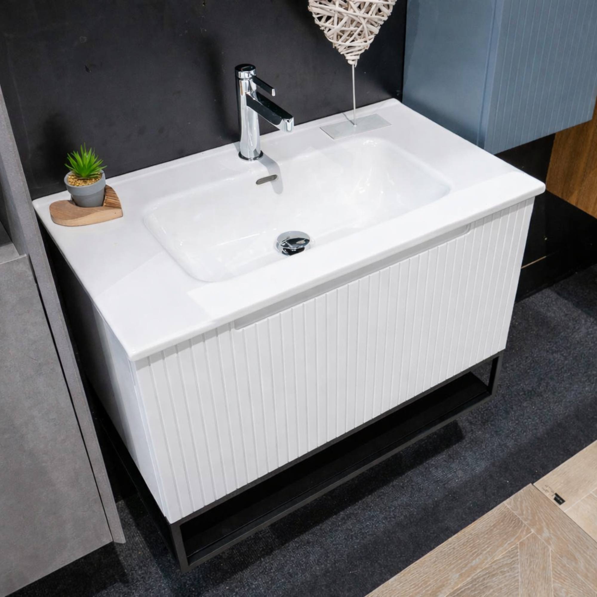 Harmony Wall Mounted Vanity Unit With open shelving in White Finish - Deluxe Bathrooms, Ireland