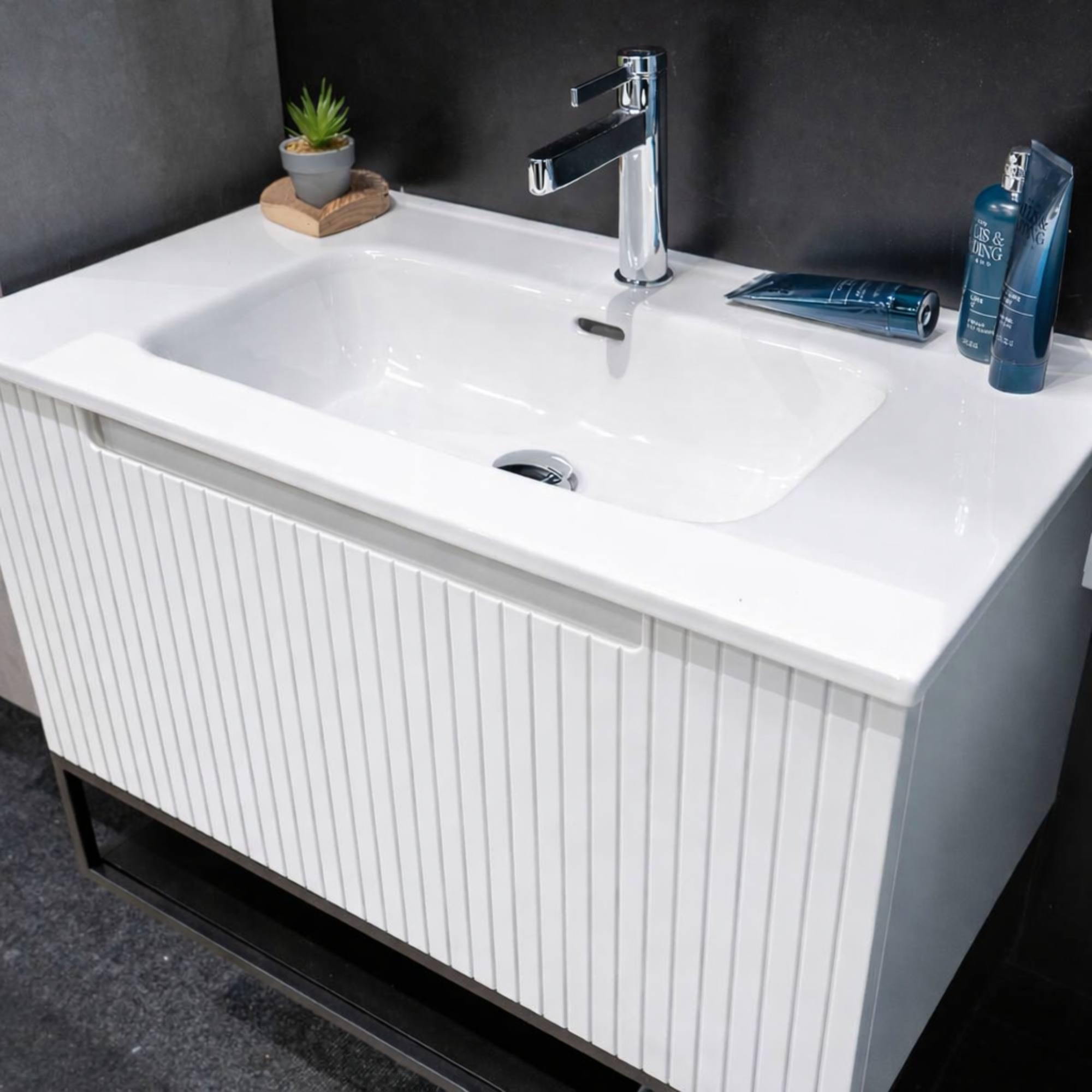 Harmony Wall Mounted Vanity Unit With open shelving in White Finish - Deluxe Bathrooms, Ireland
