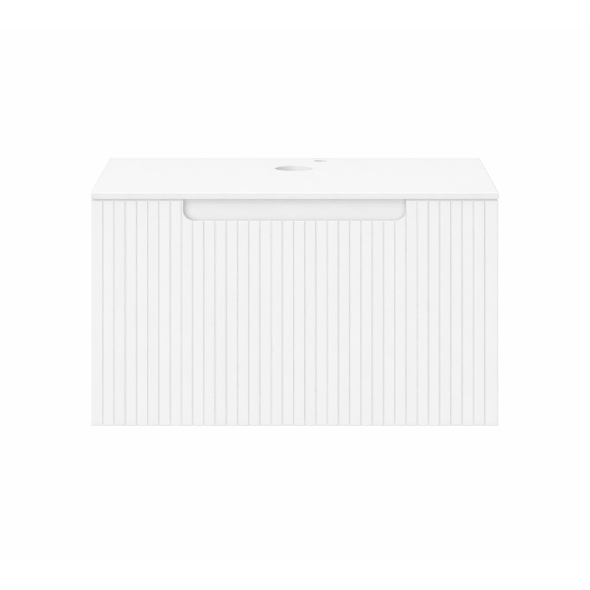 Harmony Wall Mounted Vanity Unit With Worktop in White Finish - Deluxe Bathrooms, Ireland