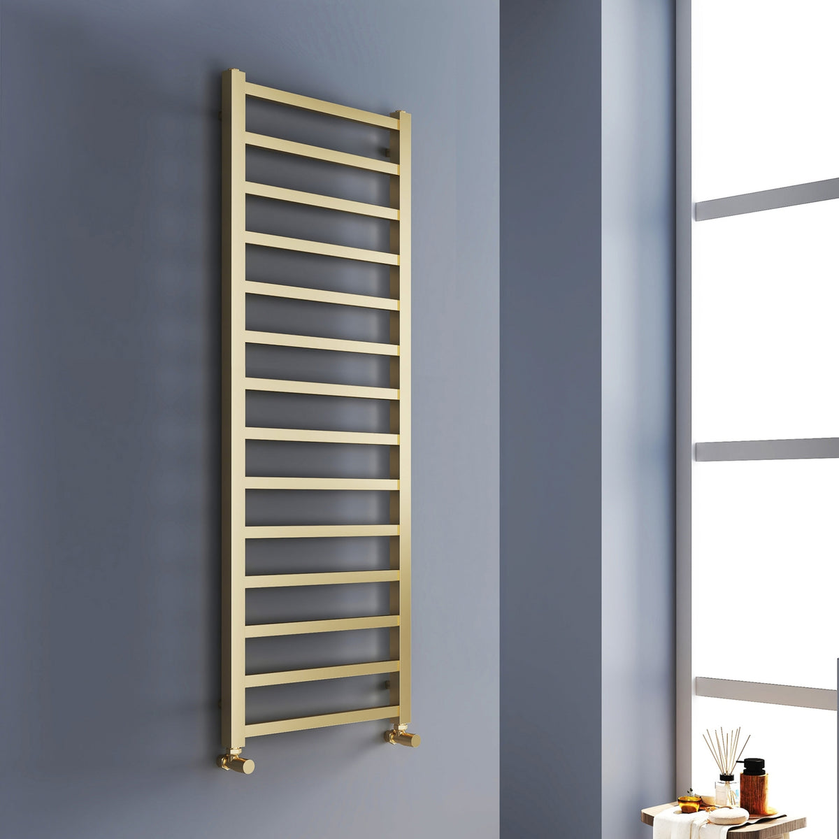 Helston Straight Ladder Heated Towel Rail Brushed Brass