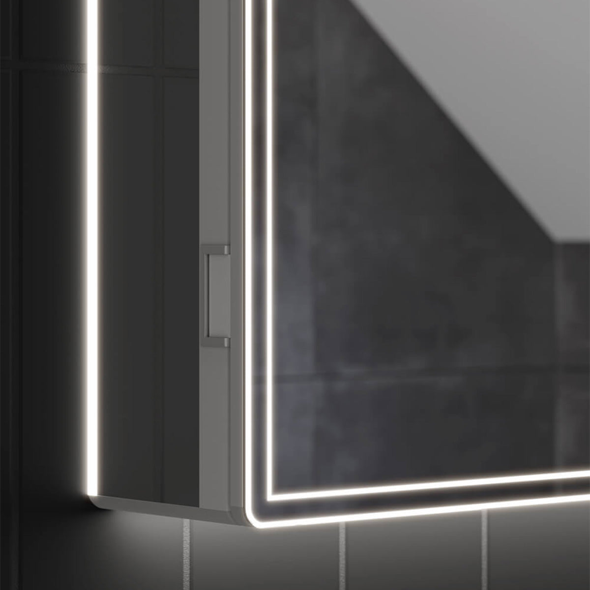 hib isoe 80 LED Frame 2 Door Mirror Cabinet 70x80cm
