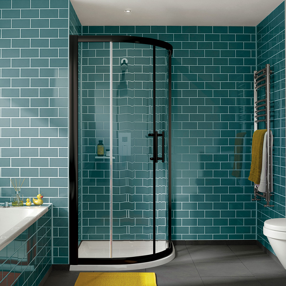i4 Quadrant Double Sliding Shower Door - Matt Black