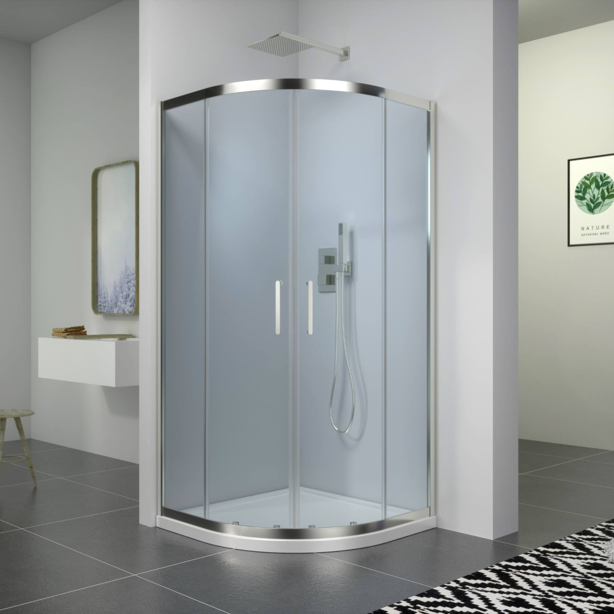 i3 Offset Quadrant Double Sliding Shower Door in Chrome finish Deluxe Bathrooms Ireland