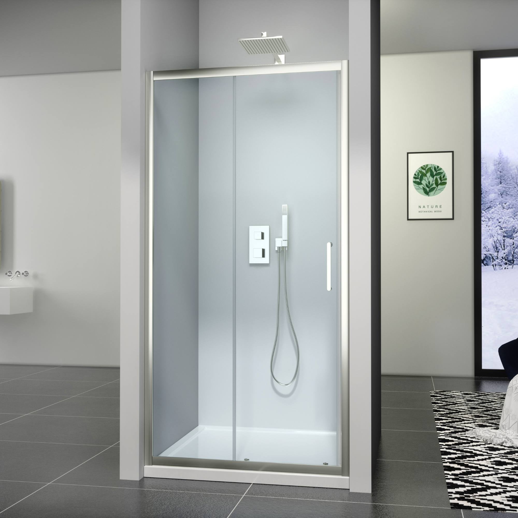 Image i3 Sliding Shower Door With Optional Side Panel In Chrome Finish Deluxe Bathrooms
