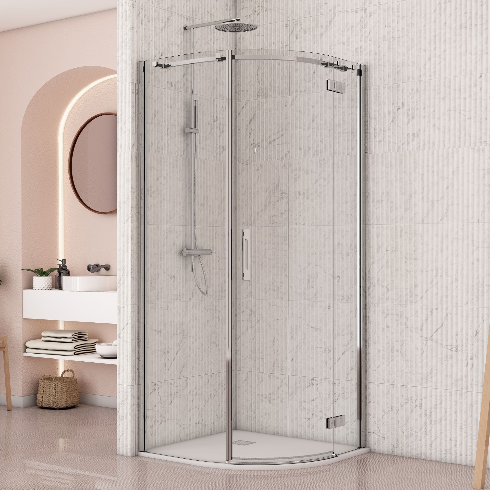 Image i9 Hinged Quadrant Single Shower Door - Chrome