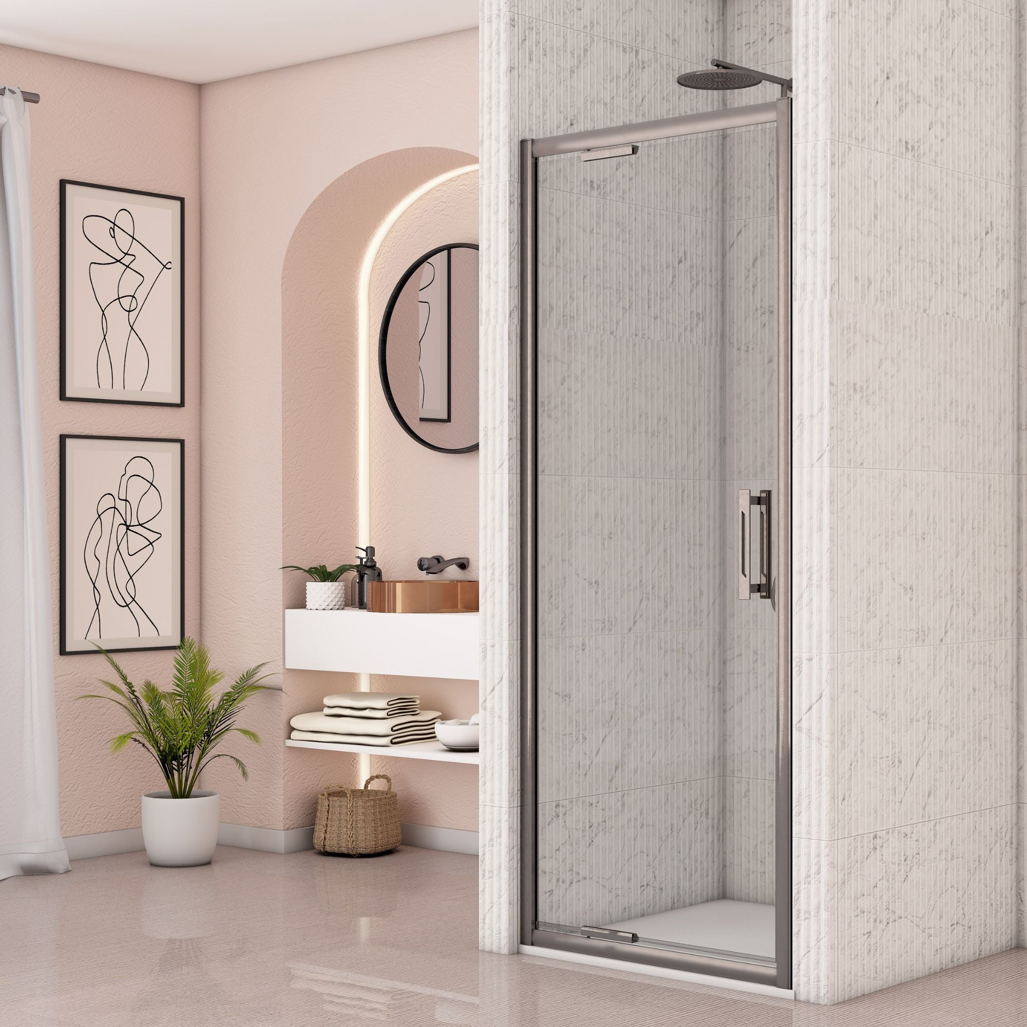 Image i9 Infold Shower Door With Side Panel - Brushed Nickel