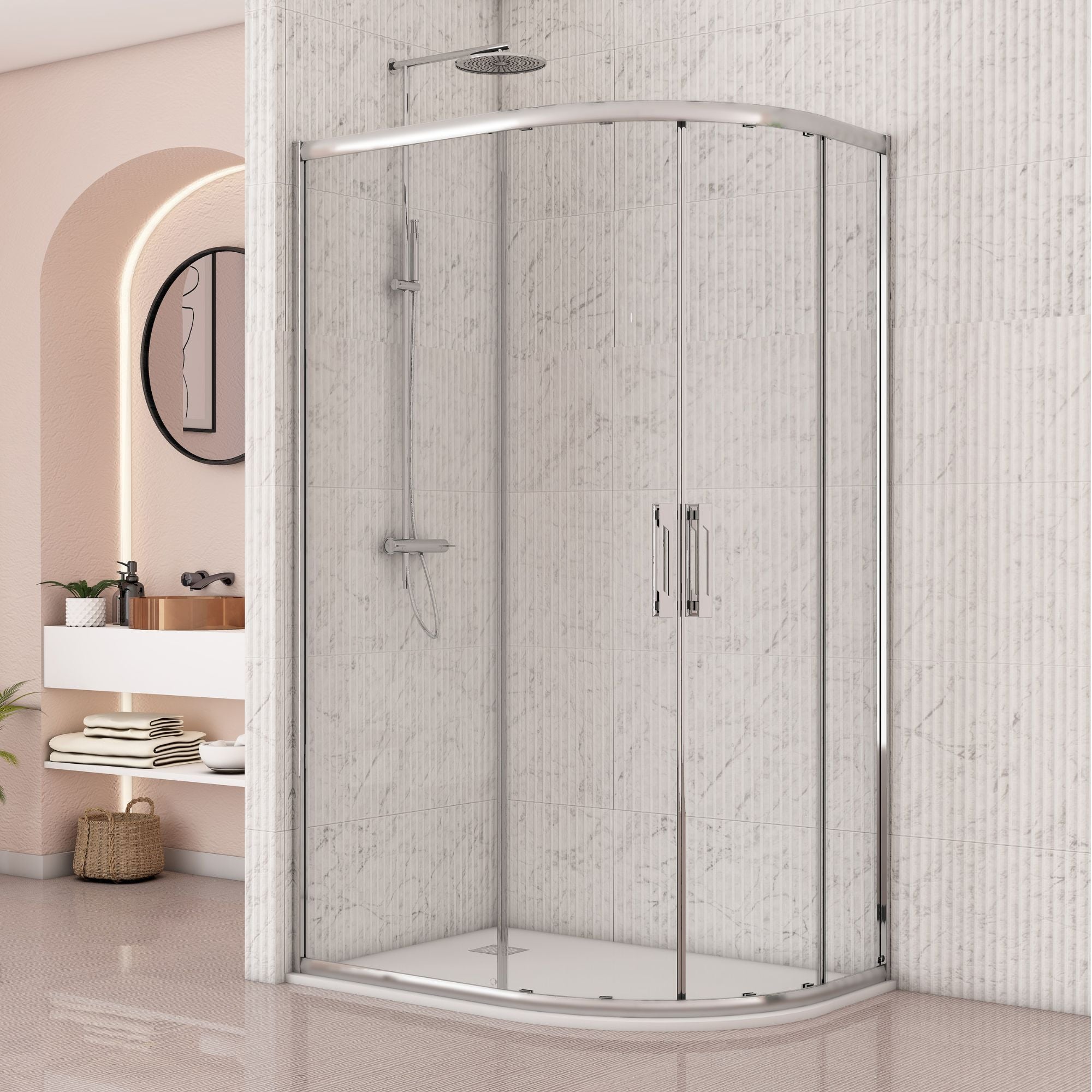 Image i9 Offset Quadrant Double Sliding Shower Door - Chrome