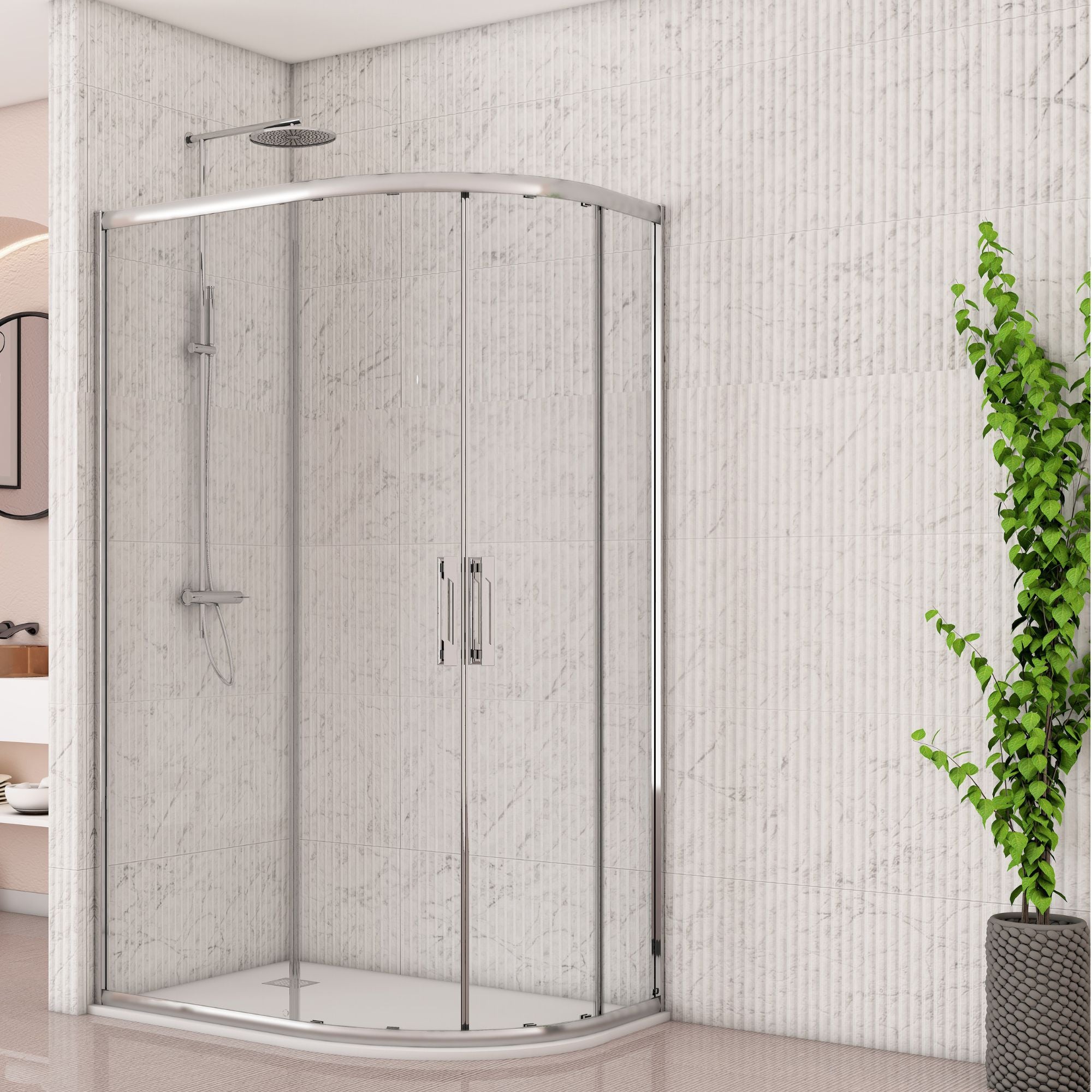 Image i9 Offset Quadrant Double Sliding Shower Door - Chrome