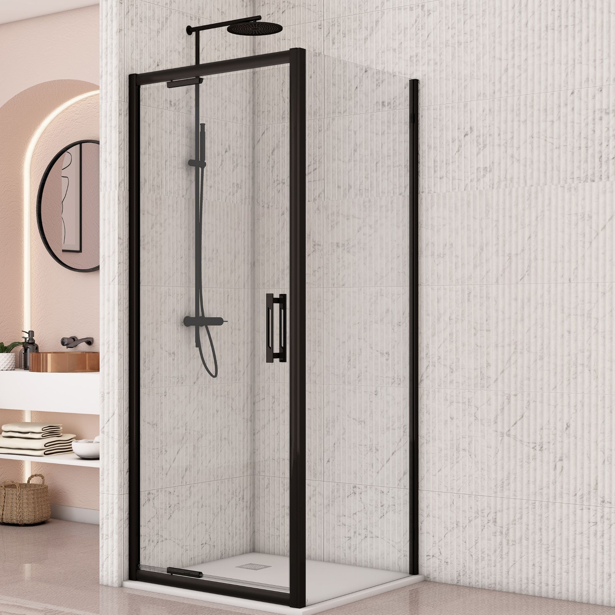 Image i9 Pivot Inswing Shower Door With Optional Side Panel - Black