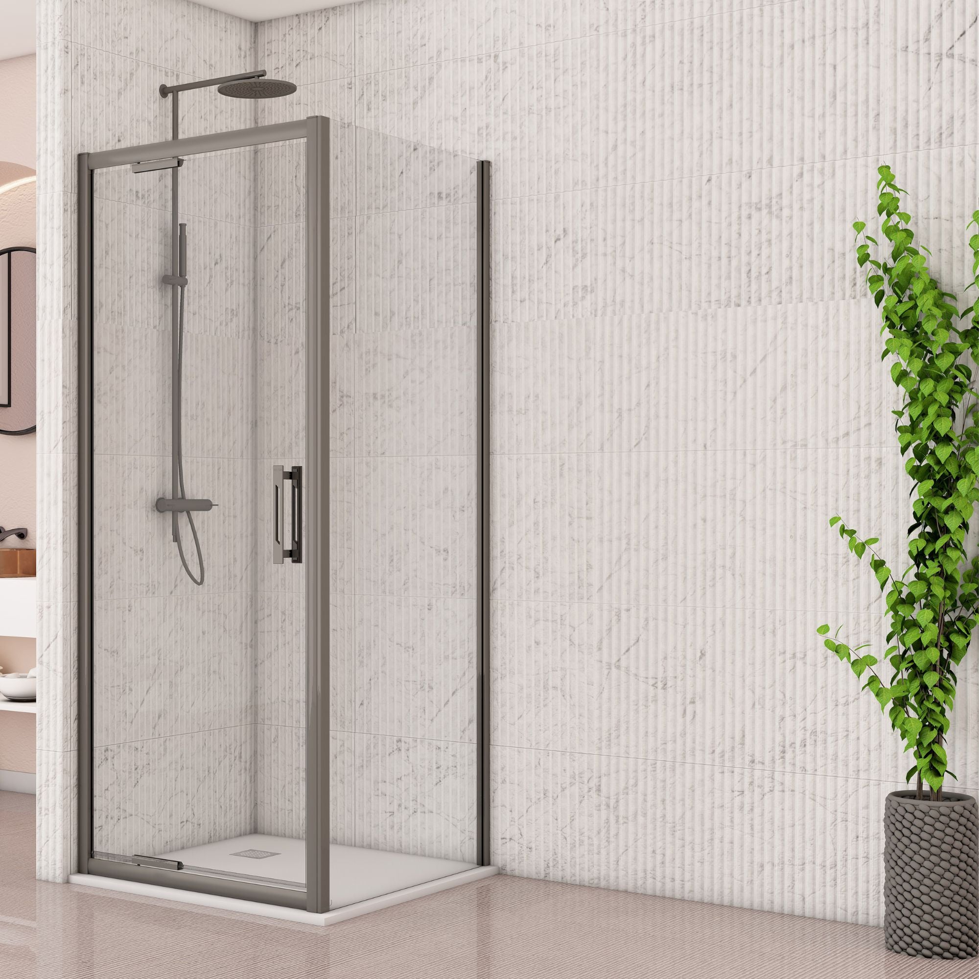 Image i9 Pivot Inswing Shower Door With Optional Side Panel - Gunmetal