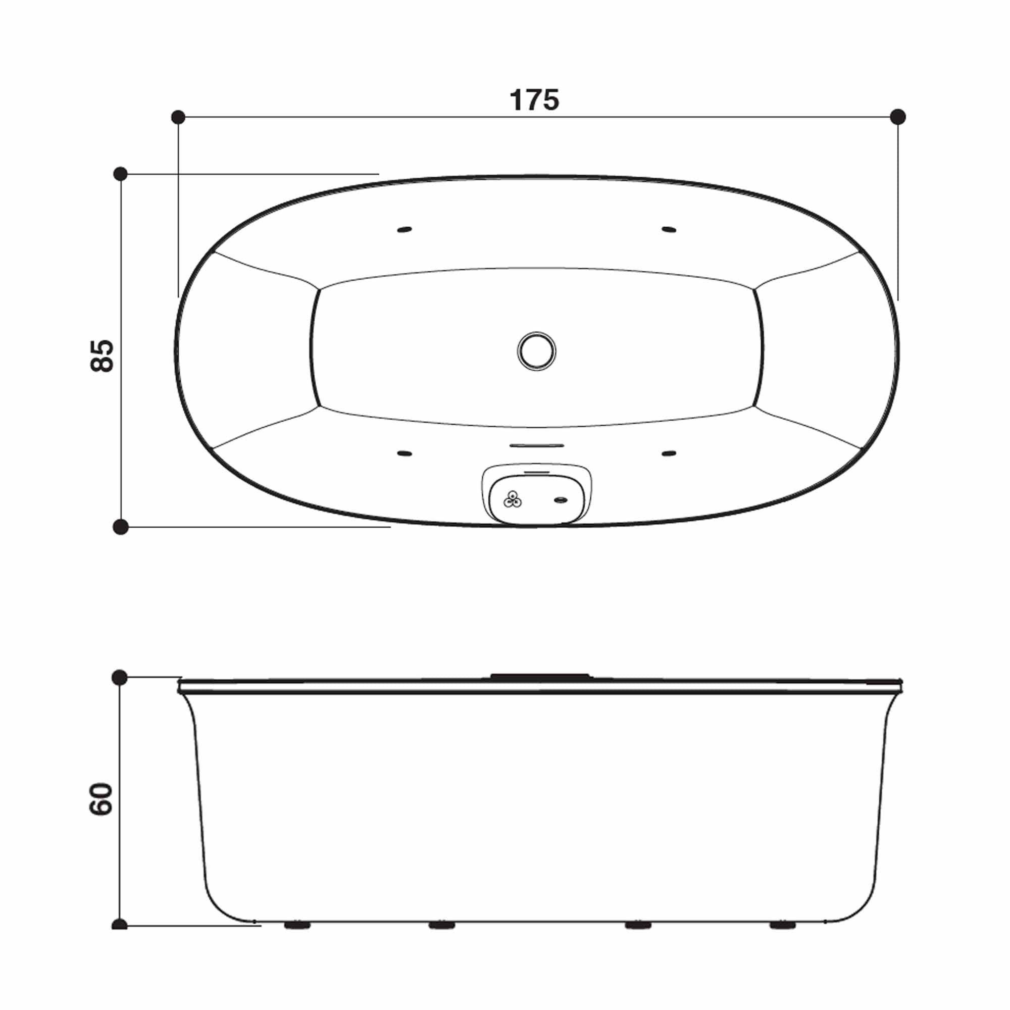 jacuzzi arga 1750 freestanding whirlpool bath dimensions
