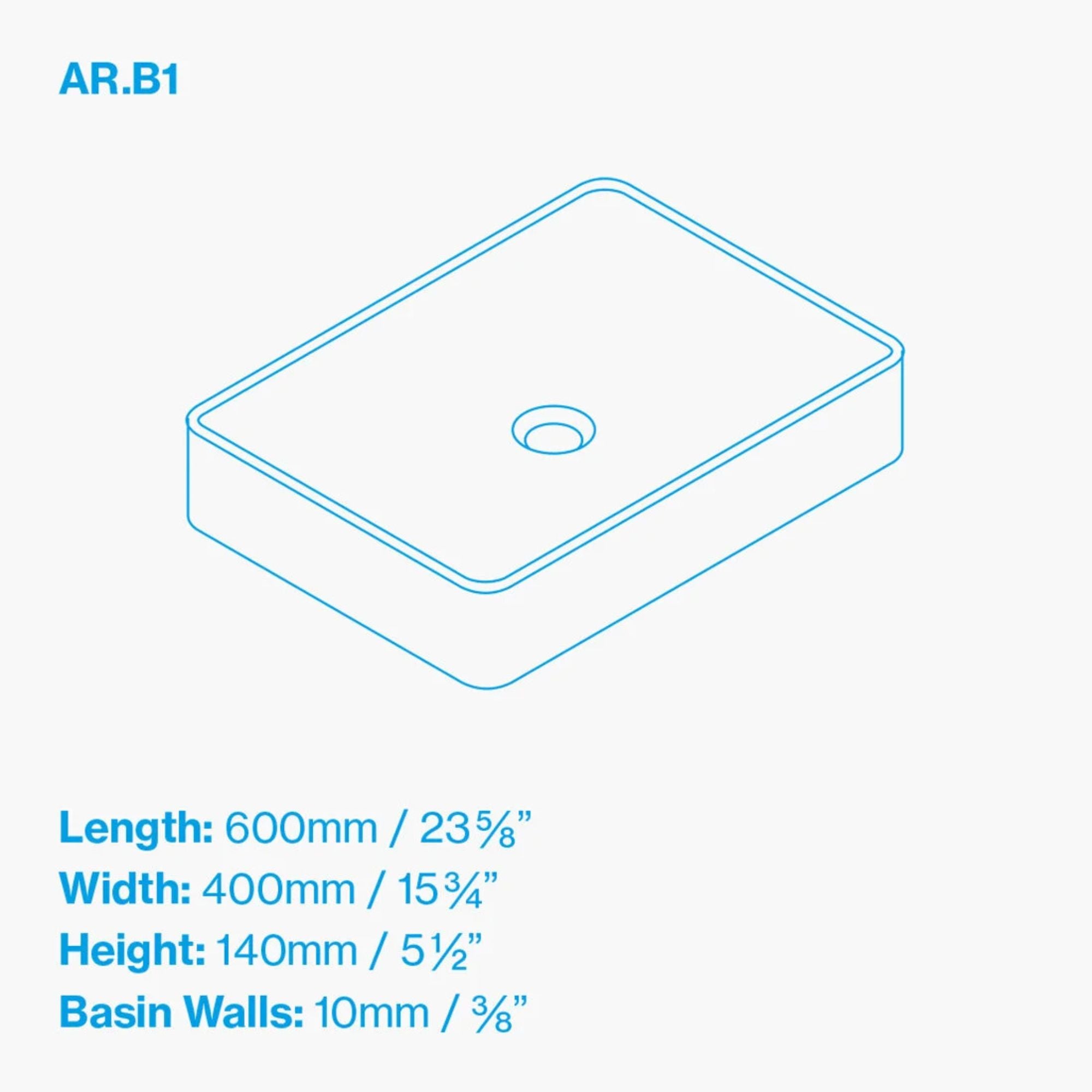 Kast Arla B1 Countertop Concrete Basin Dimensions