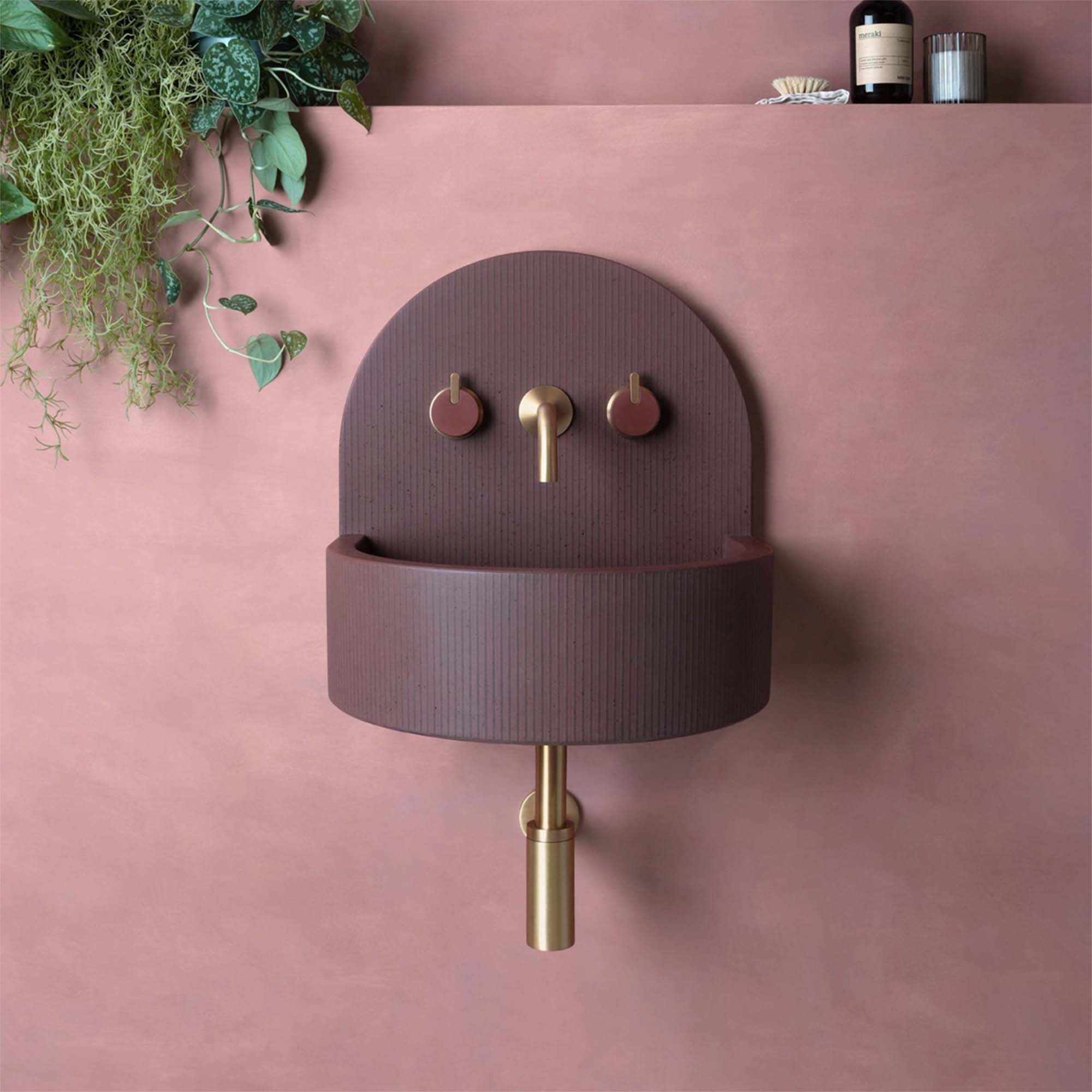 kast elma concrete basin with splashback crimson