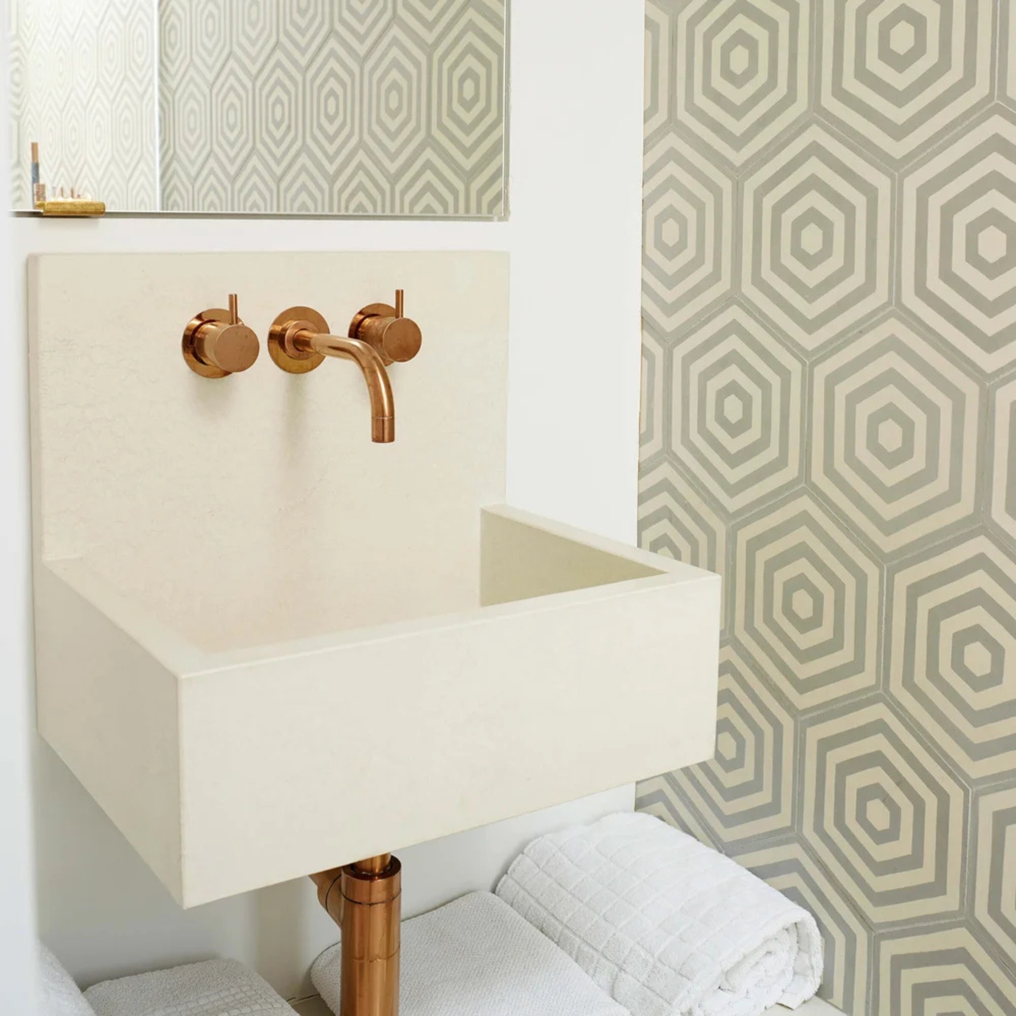 kast kern wall-hung concrete basin with splashback