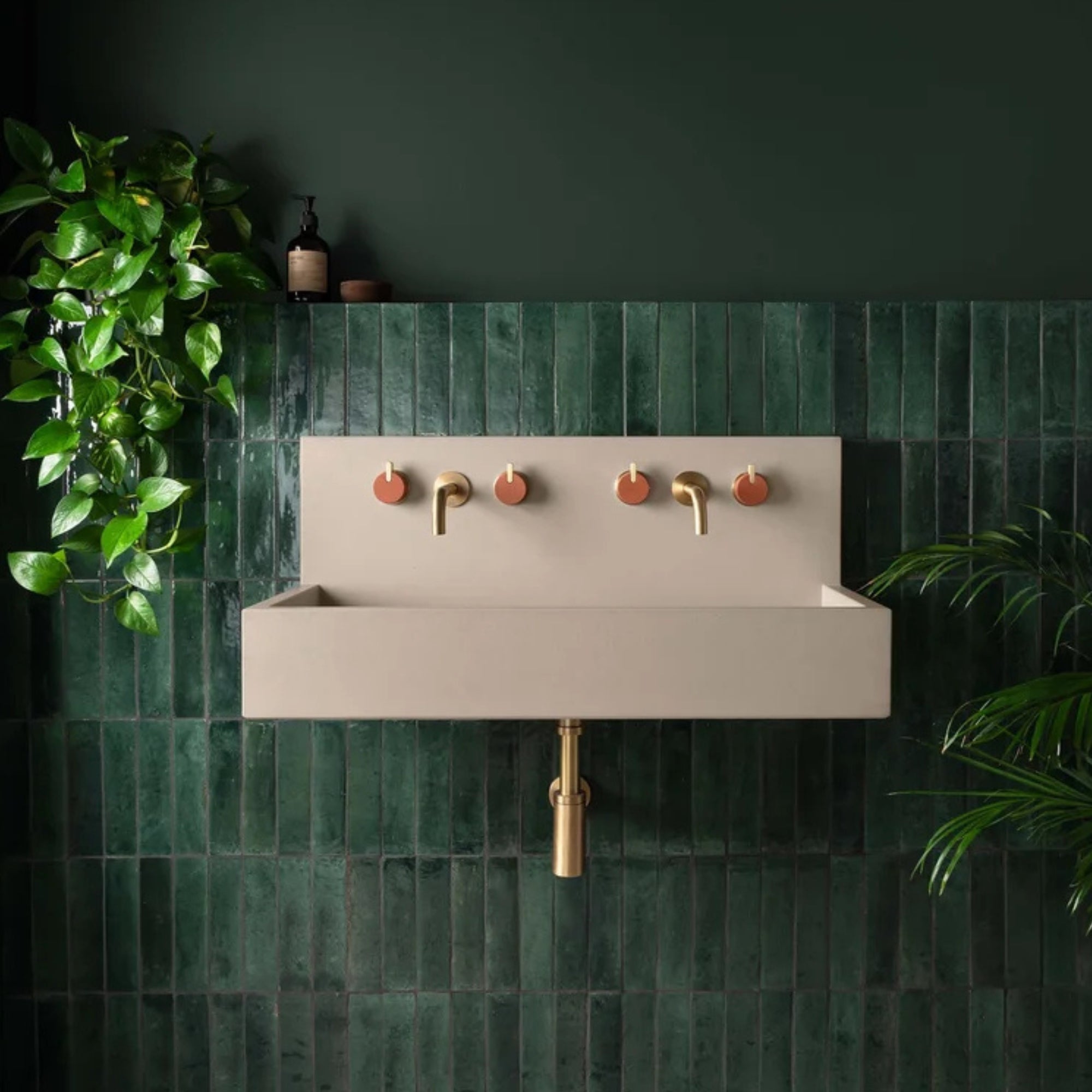 kast kern wall-hung concrete basin with splashback