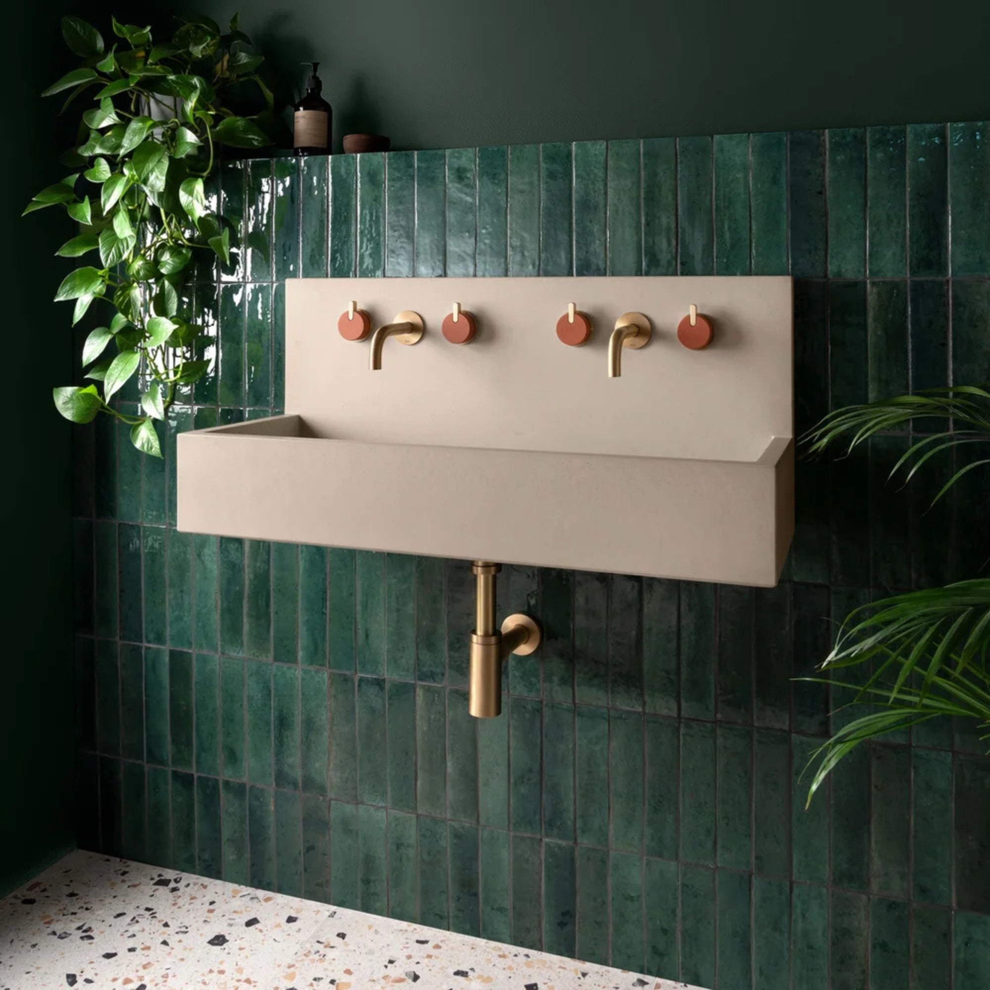 kast kern wall-hung concrete basin with splashback