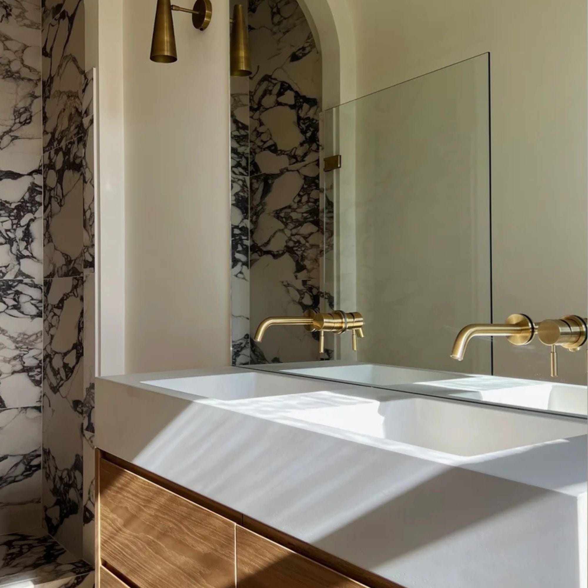 kast sienna wall-mounted double concrete basin with self surface