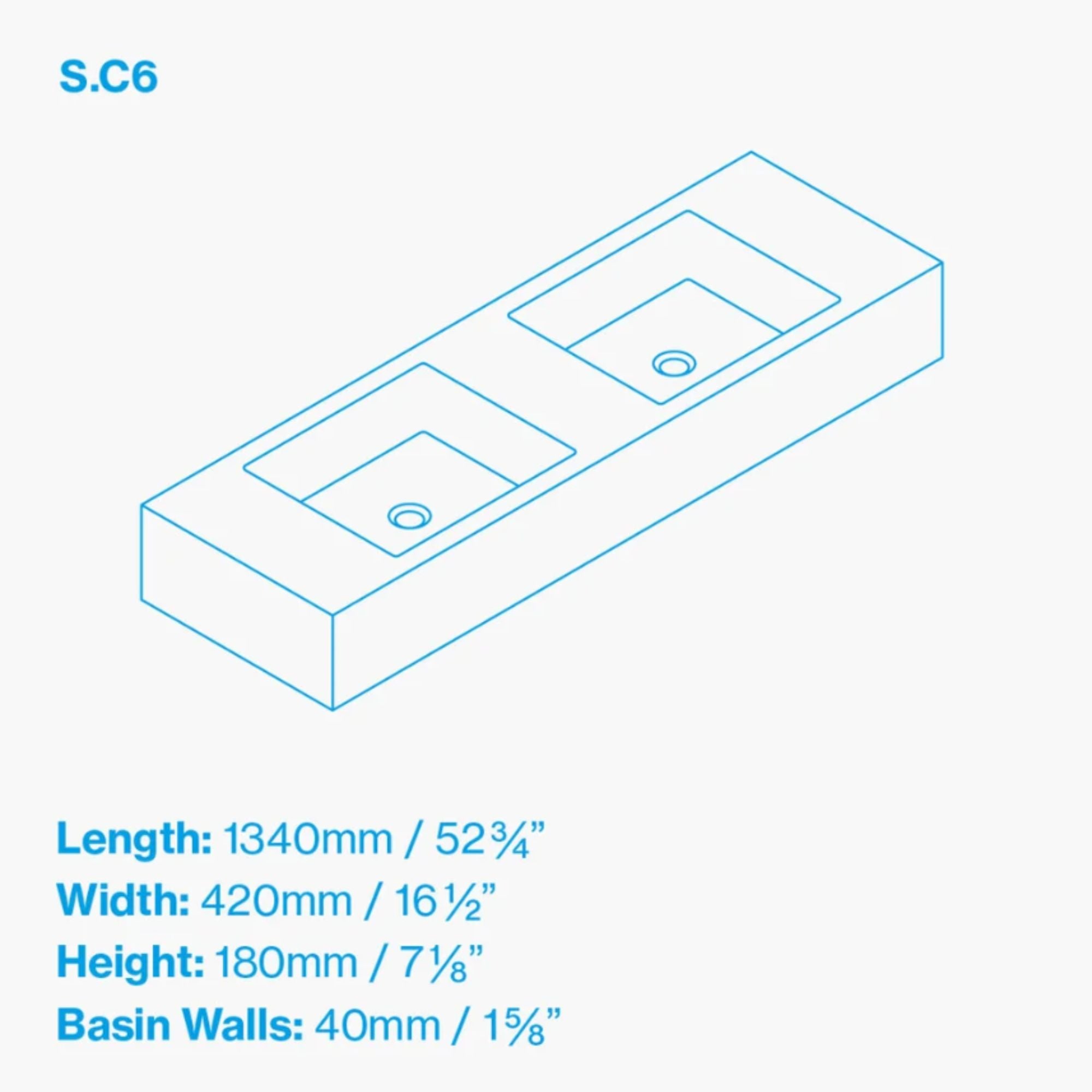 kast sienna wall-mounted double concrete basin with self surface dimensions