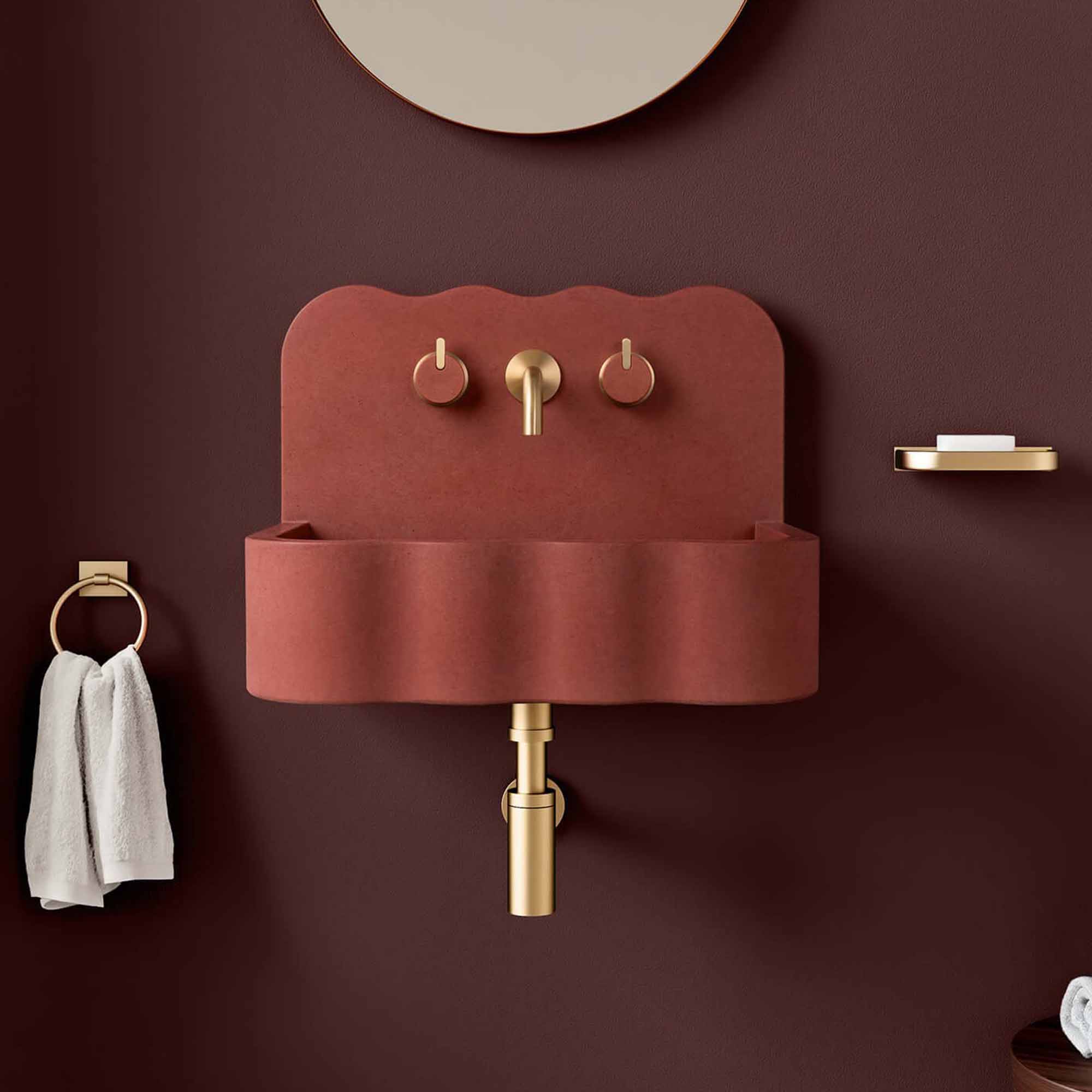 kast tilde concrete basin with splashback crimson