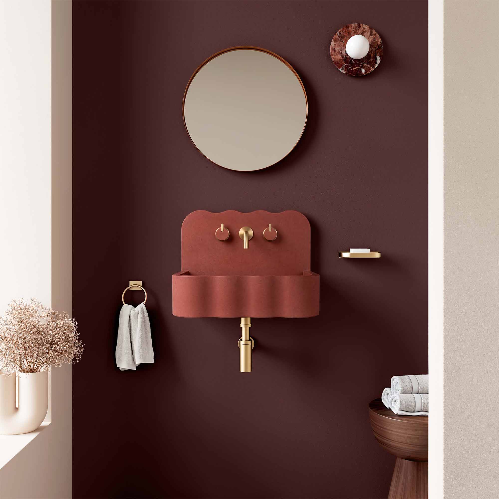 kast tilde concrete basin with splashback crimson