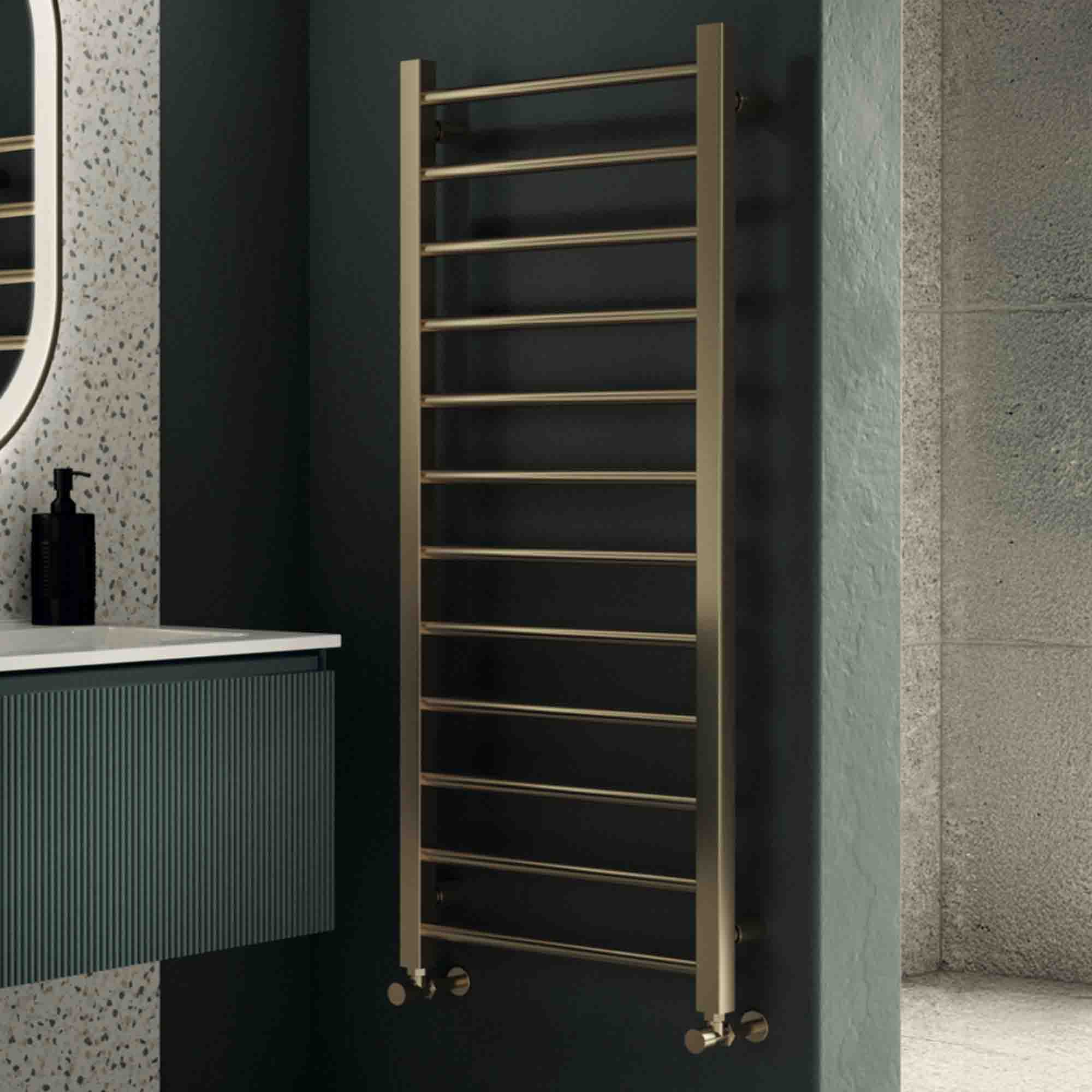 kendal heated towel rail 1200x500mm brushed brass