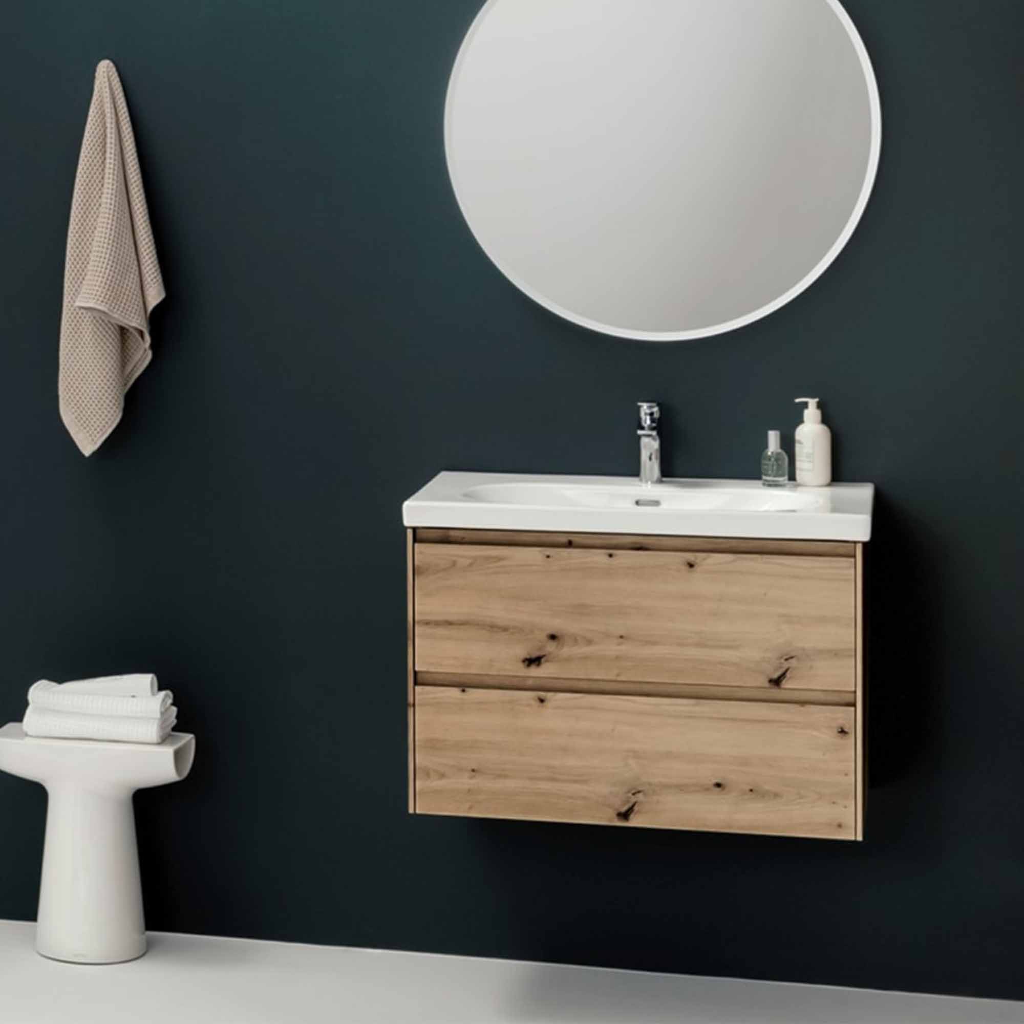 laufen lani 550 wall mounted vanity unit with ceramic washbasin wild oak