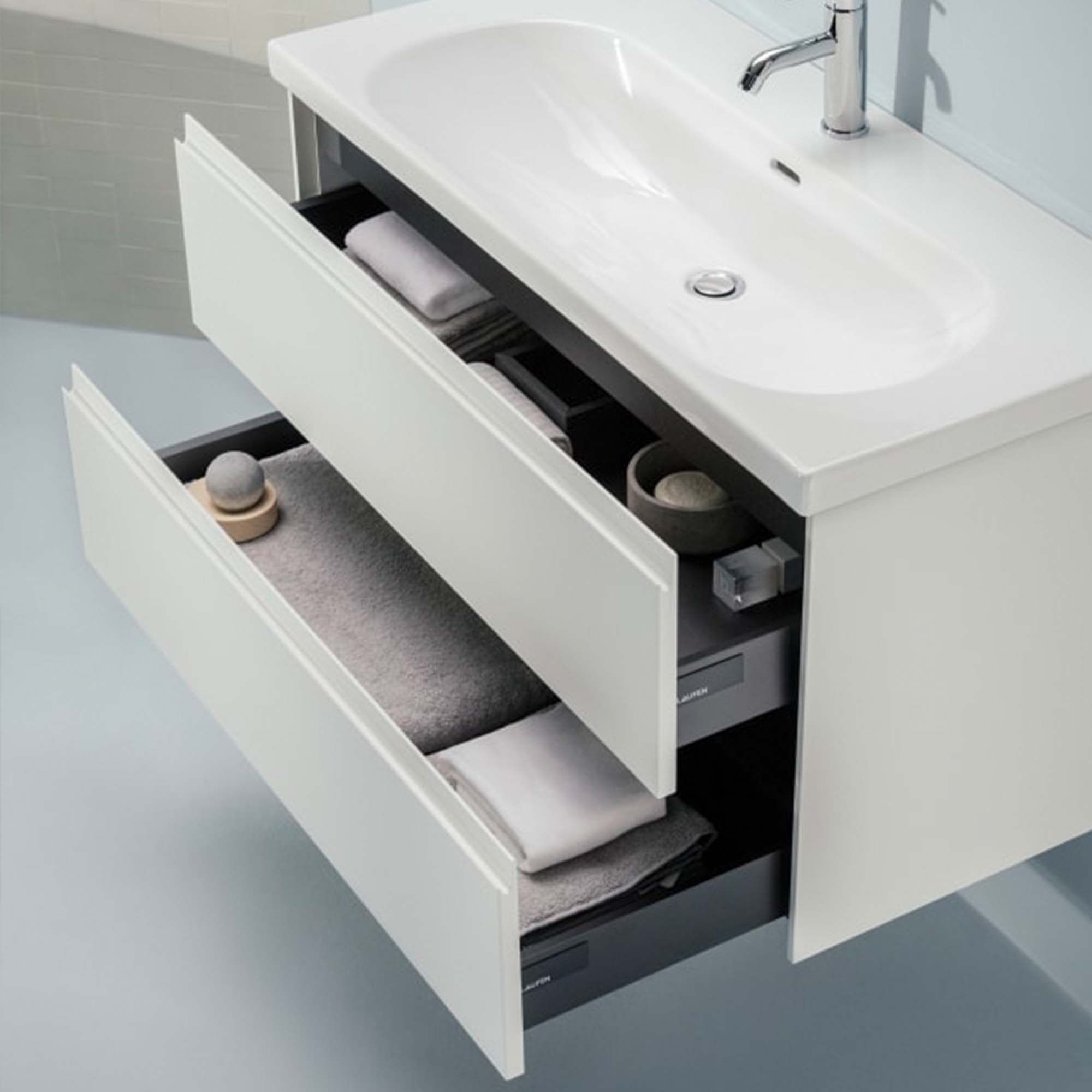 laufen lani 800 wall mounted vanity unit with ceramic washbasin matt white