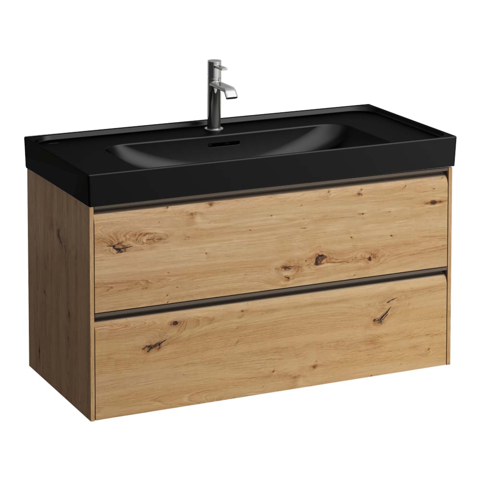 Laufen Meda Wall Mounted Vanity Unit With Matt Black Washbasin