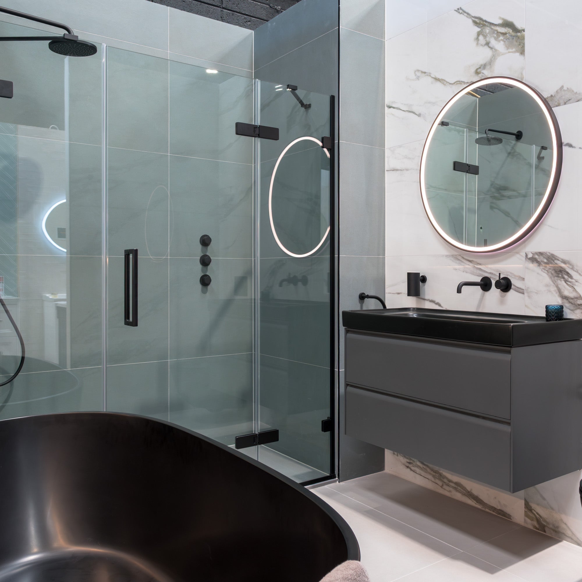 Laufen Meda Wall Mounted Vanity Unit With Matt Black Washbasin