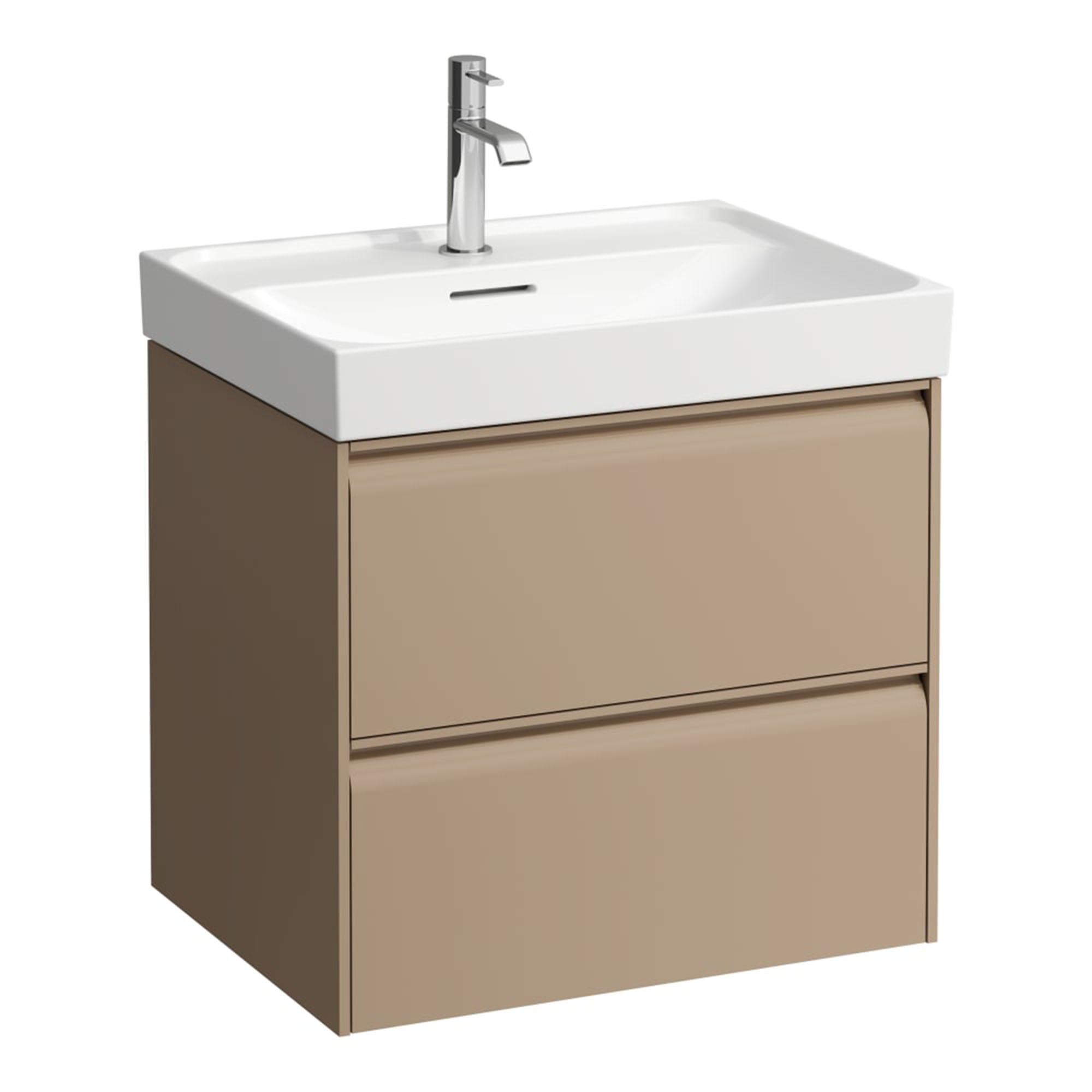 laufen meda 600 wall mounted vanity unit with white basin cappuccino