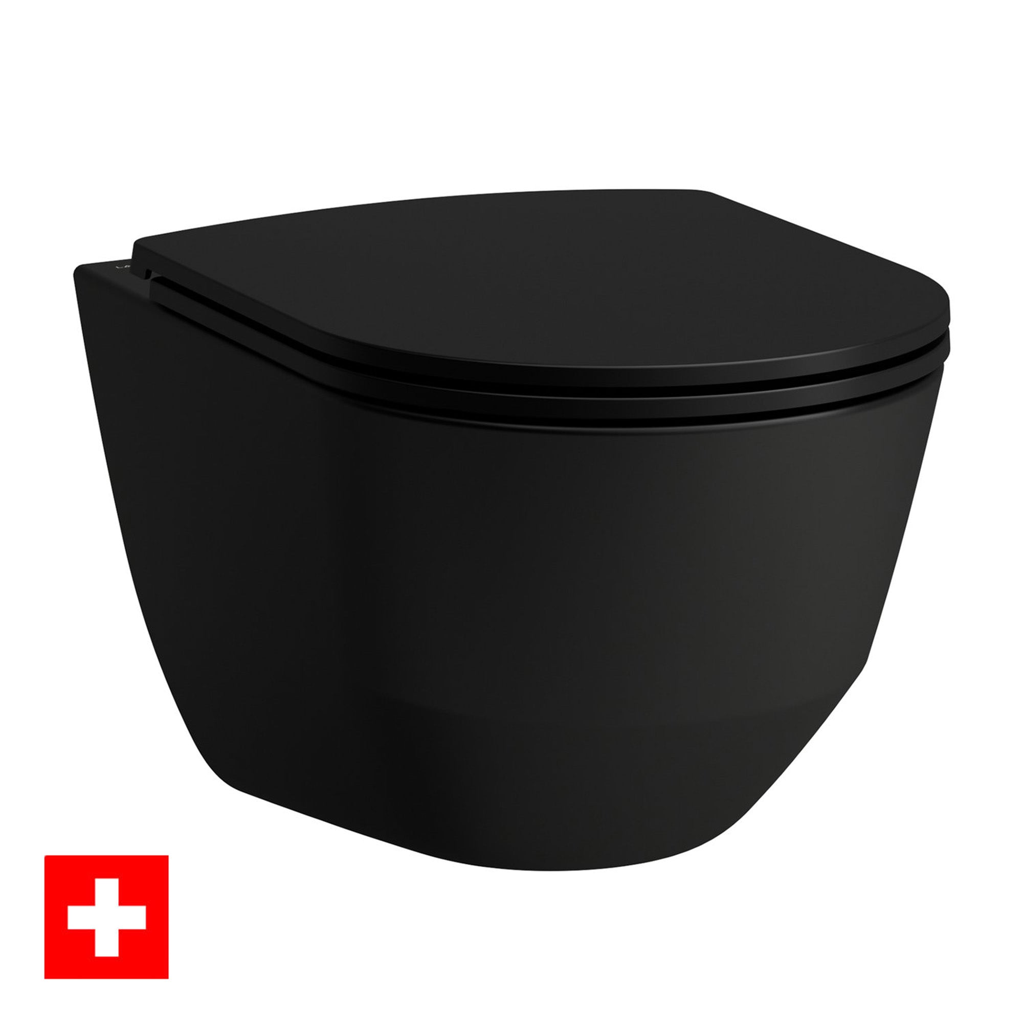 laufen pro rimless wall hung wc pan with slim soft close toilet seat matt black