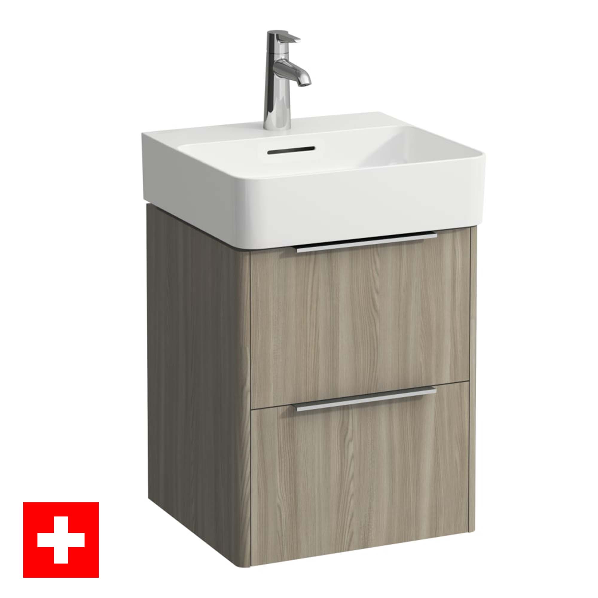 laufen val 450 2 drawer wall hung vanity ceramic washbasin light elm