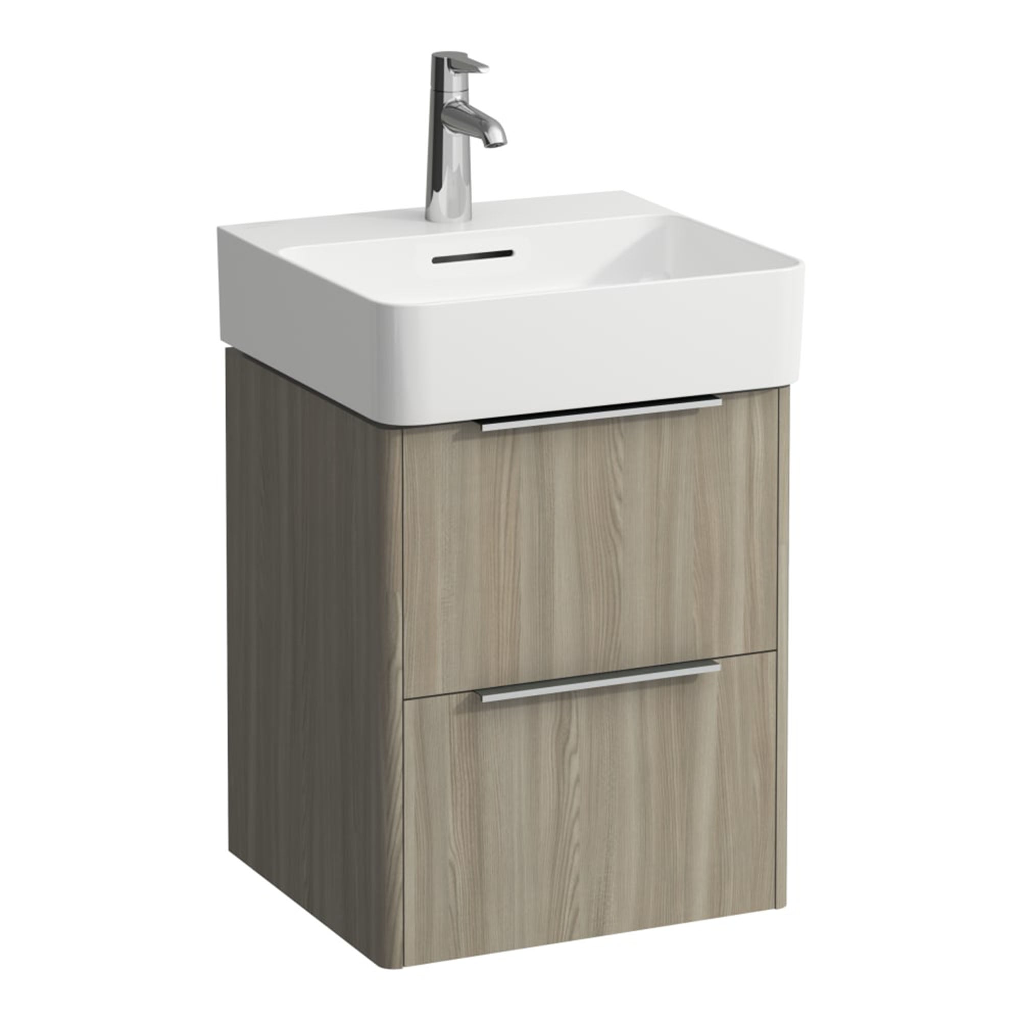 laufen val 450 2 drawer wall hung vanity ceramic washbasin light elm