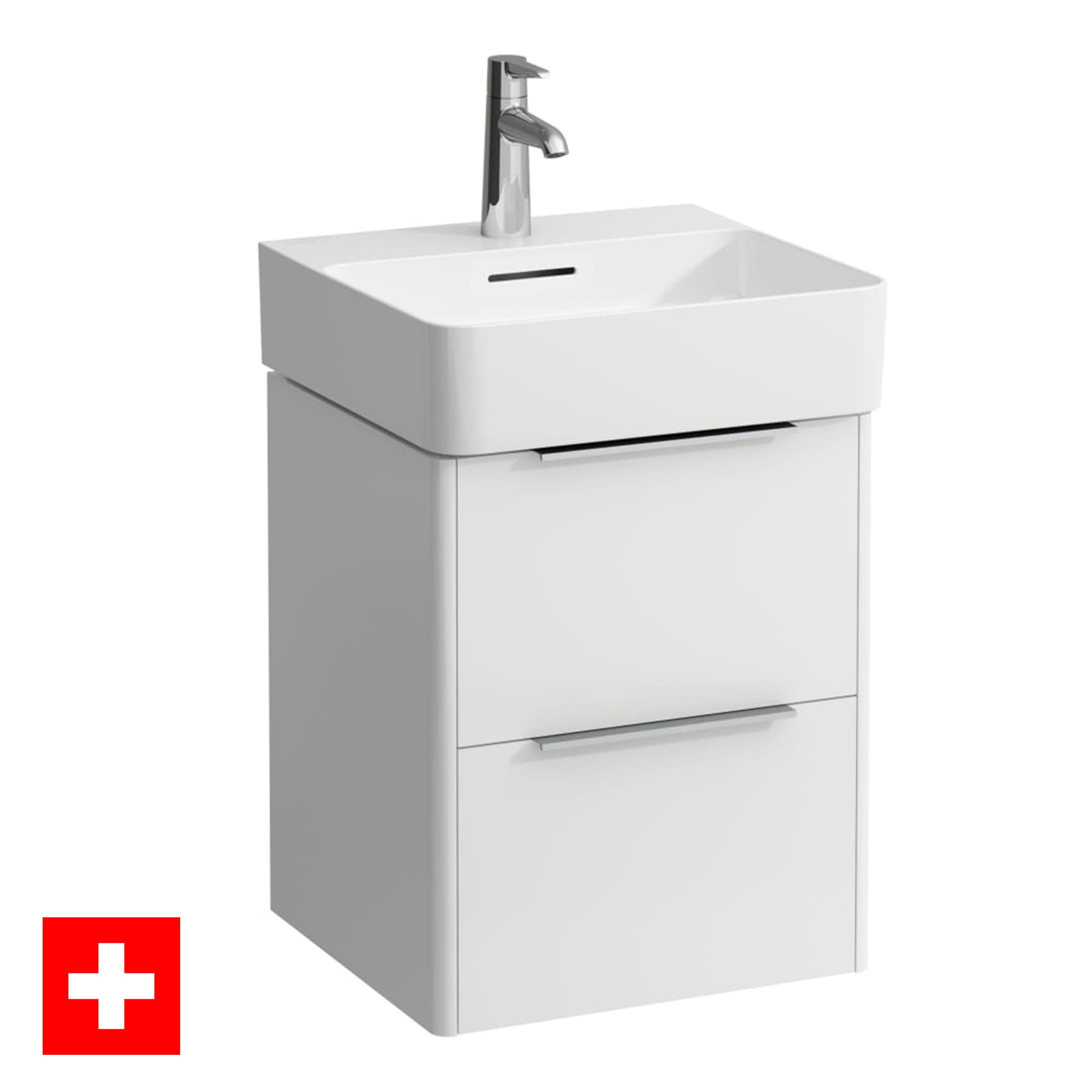 laufen val 450 2 drawer wall hung vanity ceramic washbasin matt white