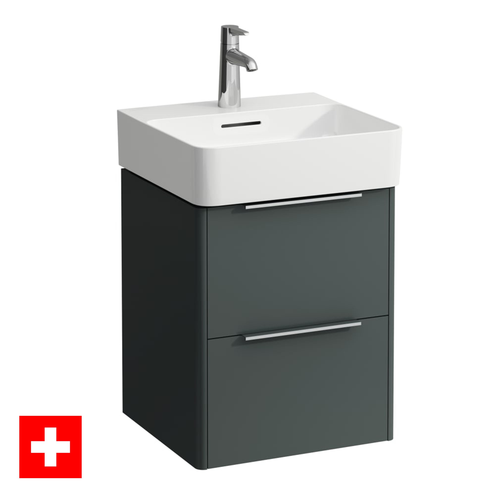 laufen val 450 2 drawer wall hung vanity ceramic washbasin traffic grey