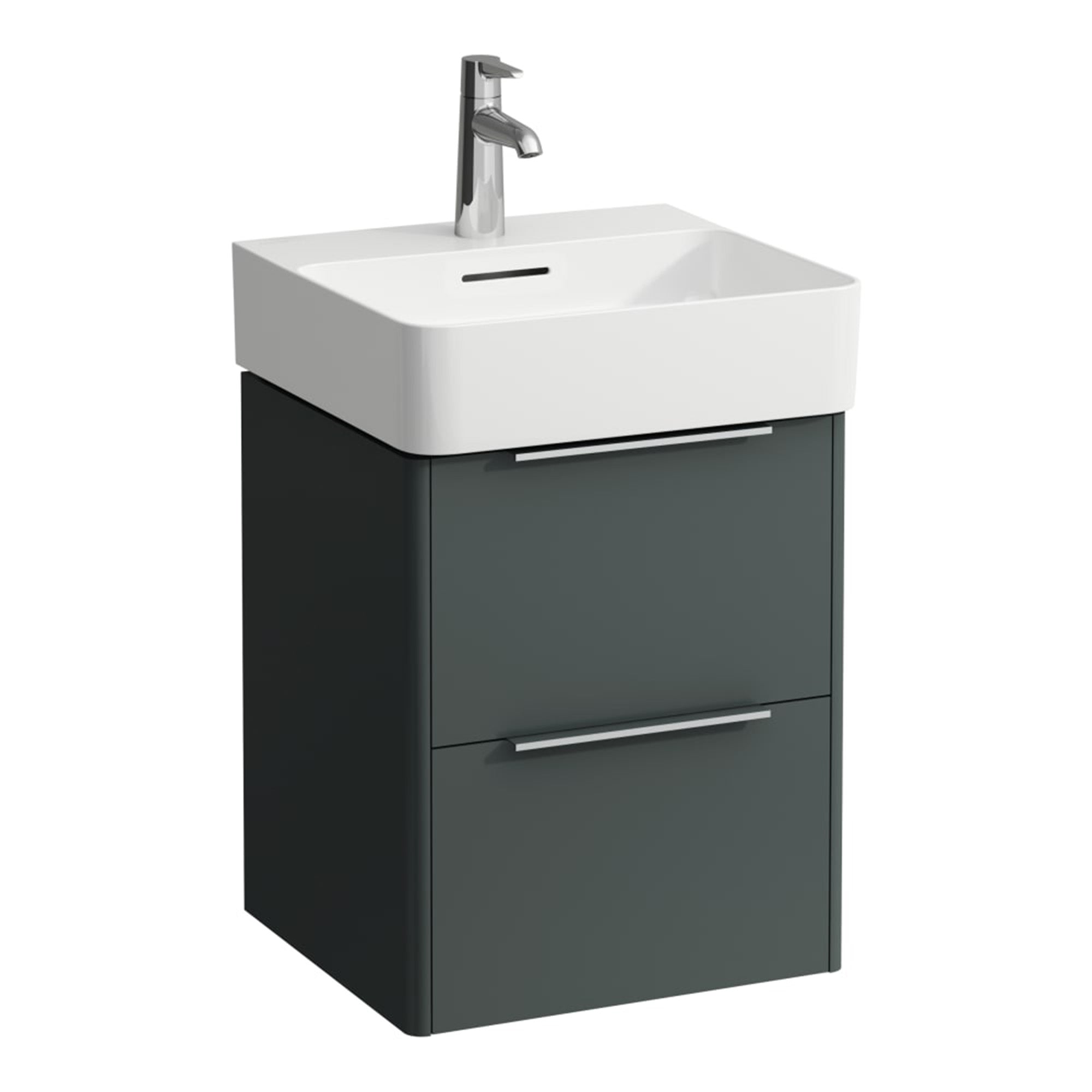 laufen val 450 2 drawer wall hung vanity ceramic washbasin traffic grey