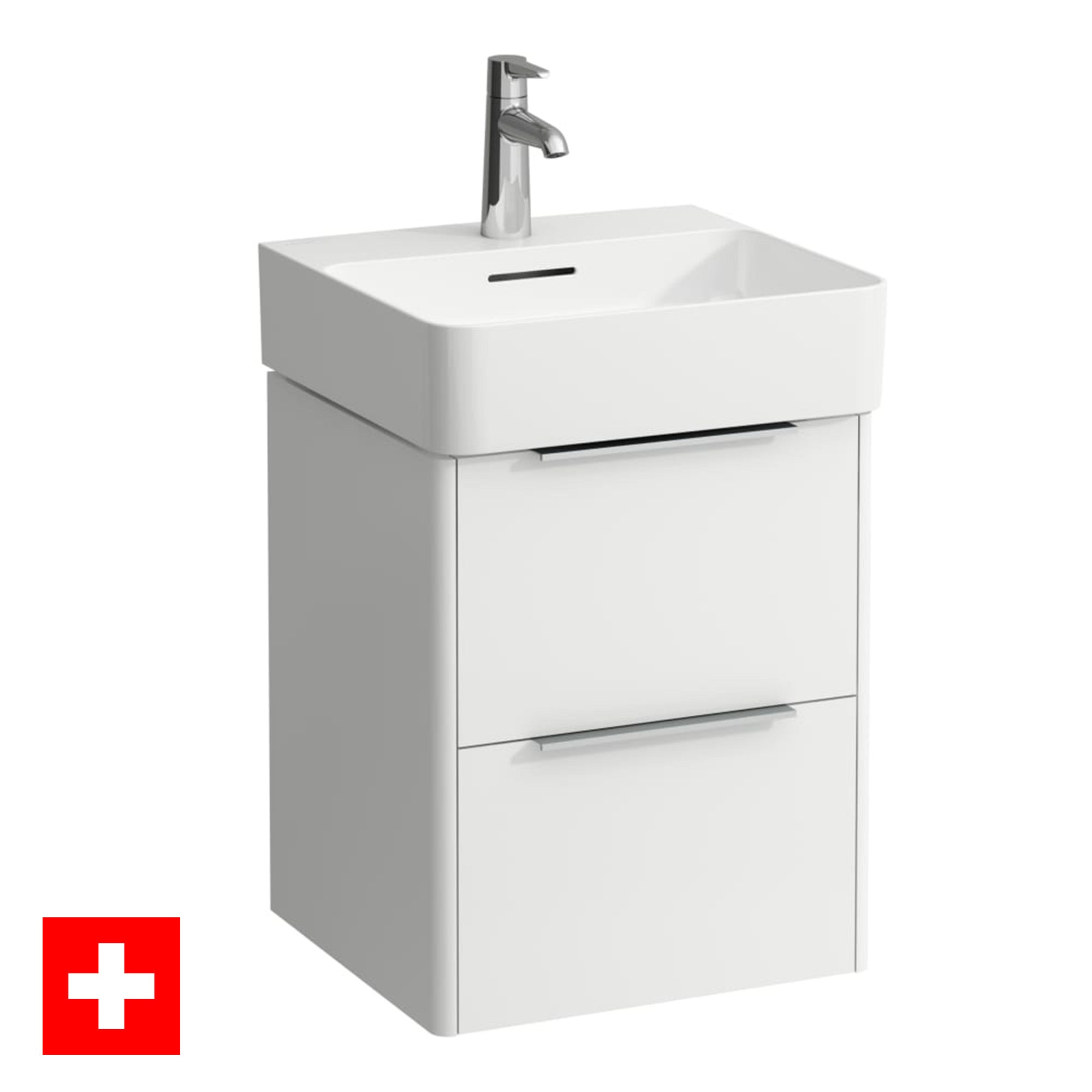 laufen val 450 2 drawer wall hung vanity ceramic washbasin white gloss