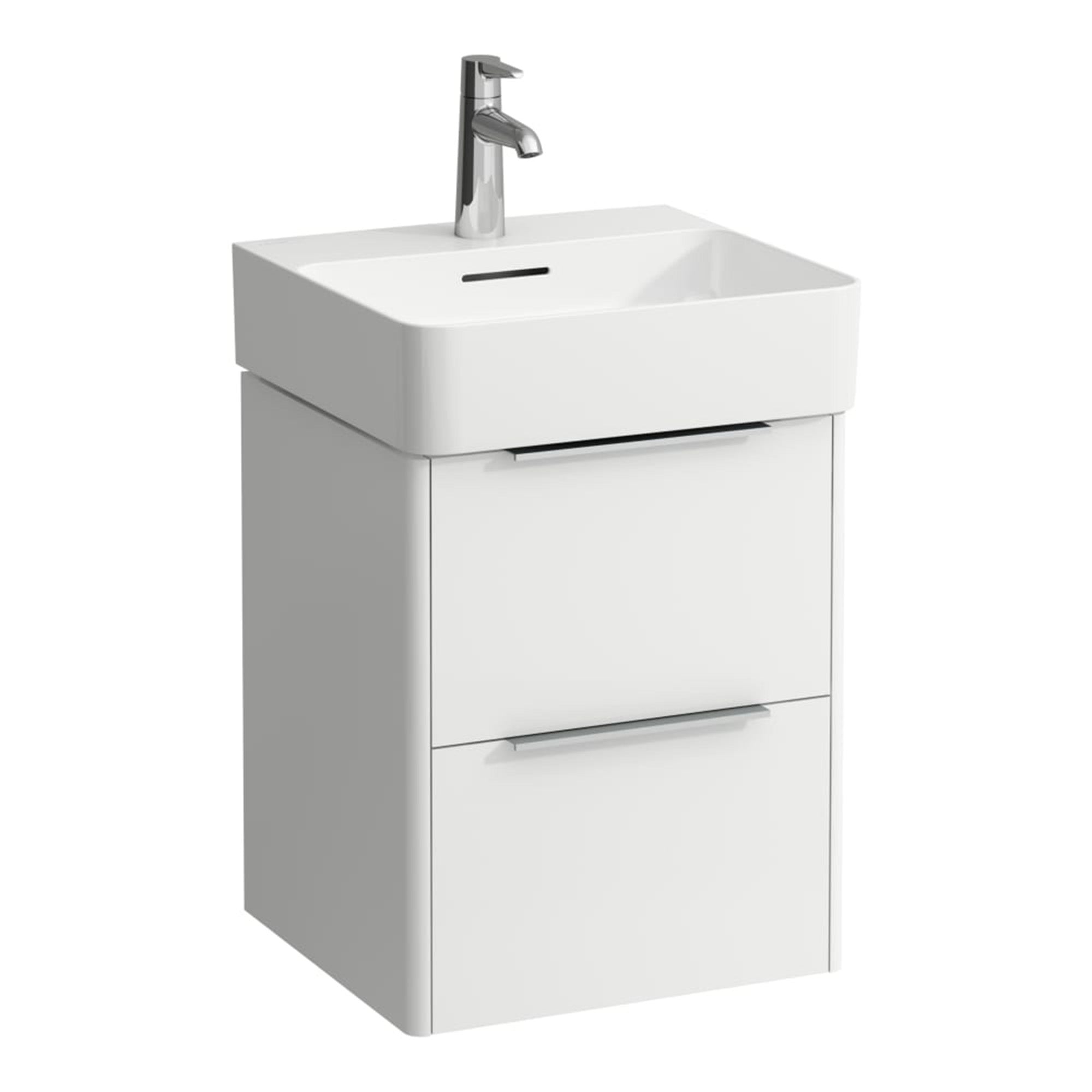 laufen val 450 2 drawer wall hung vanity ceramic washbasin white gloss