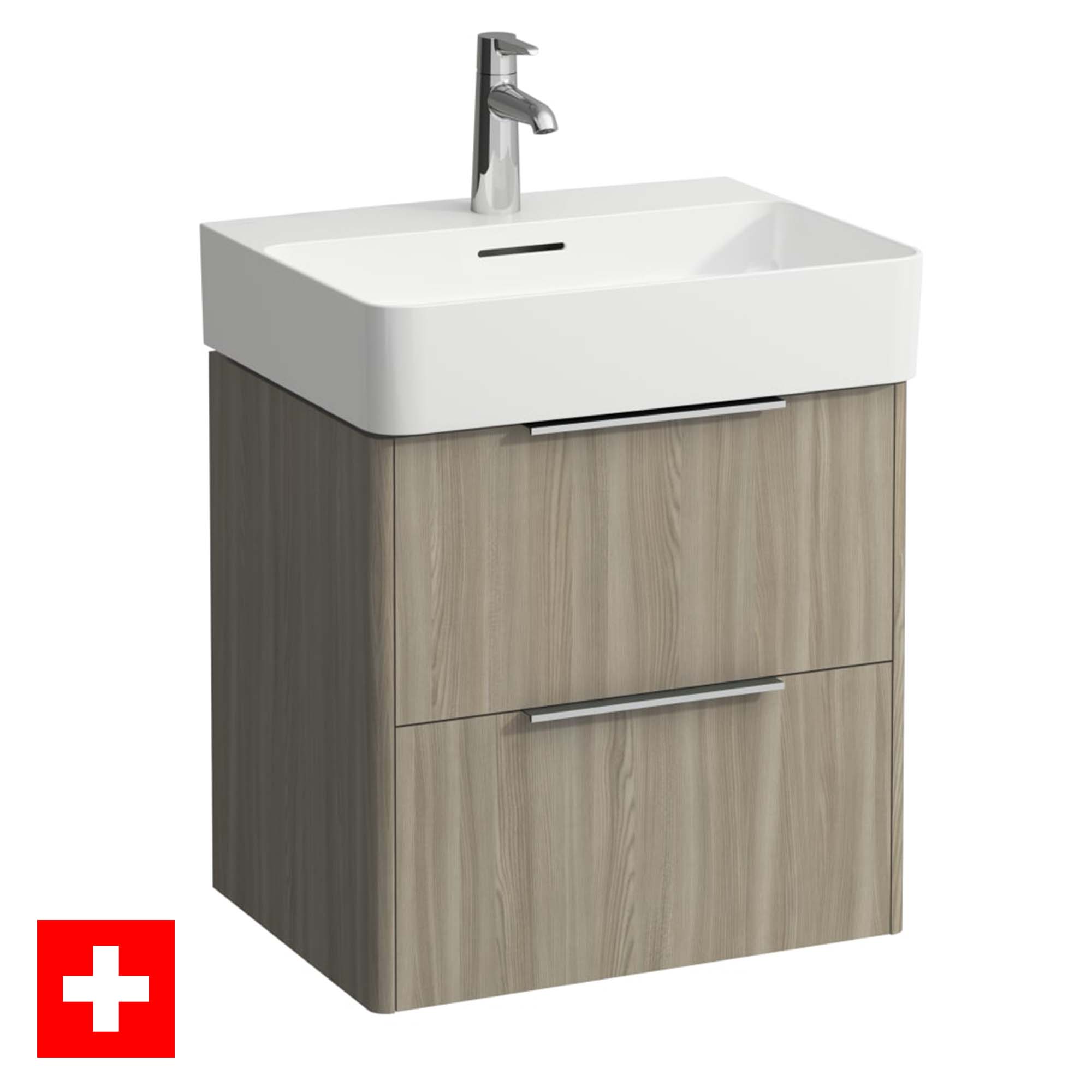 laufen val 550 2 drawer wall hung vanity ceramic washbasin light elm