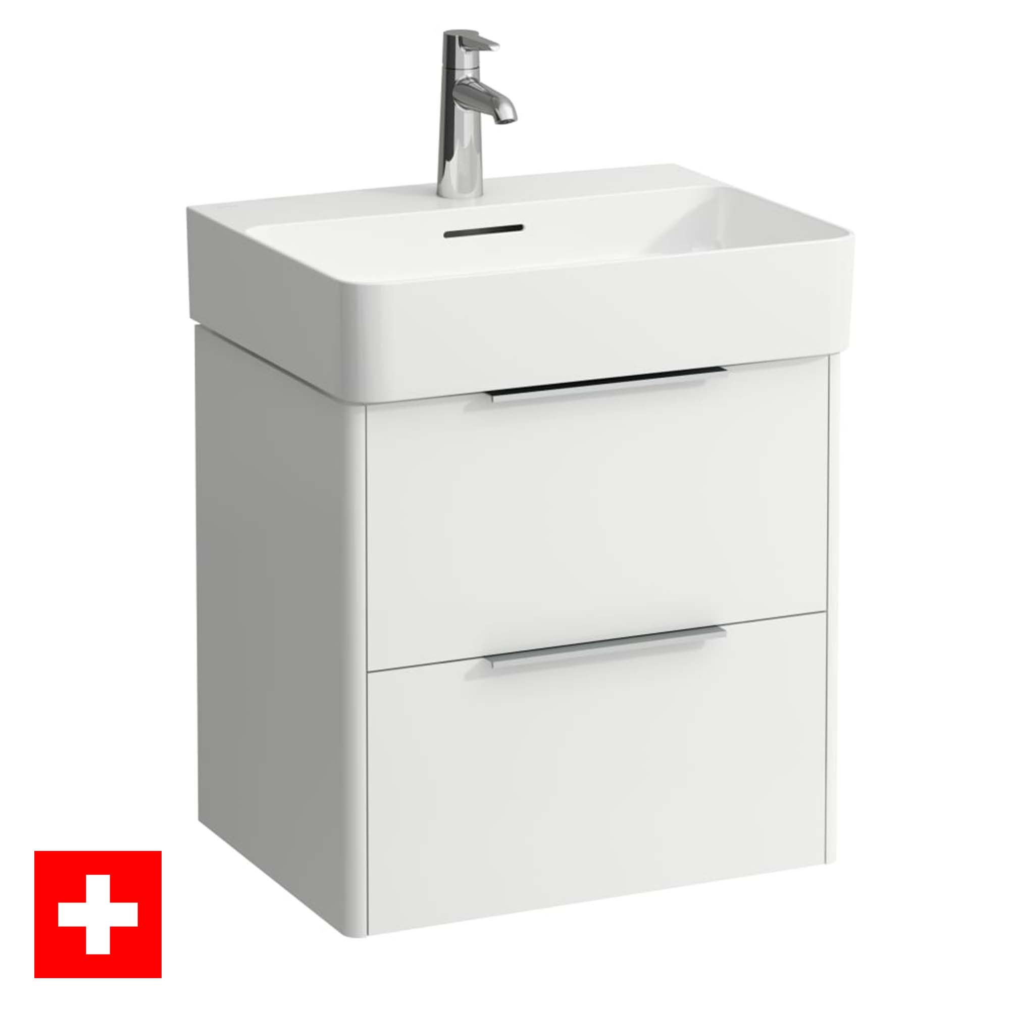 laufen val 550 2 drawer wall hung vanity ceramic washbasin white gloss