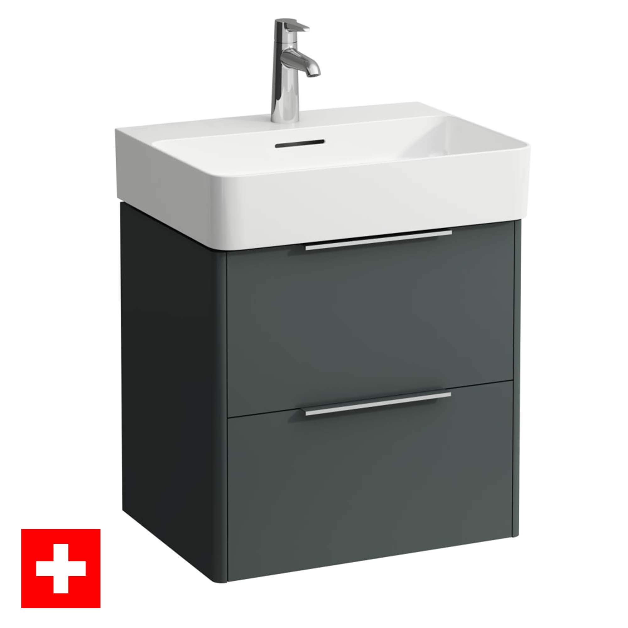 laufen val 550 2 drawer wall hung vanity ceramic washbasin traffic grey