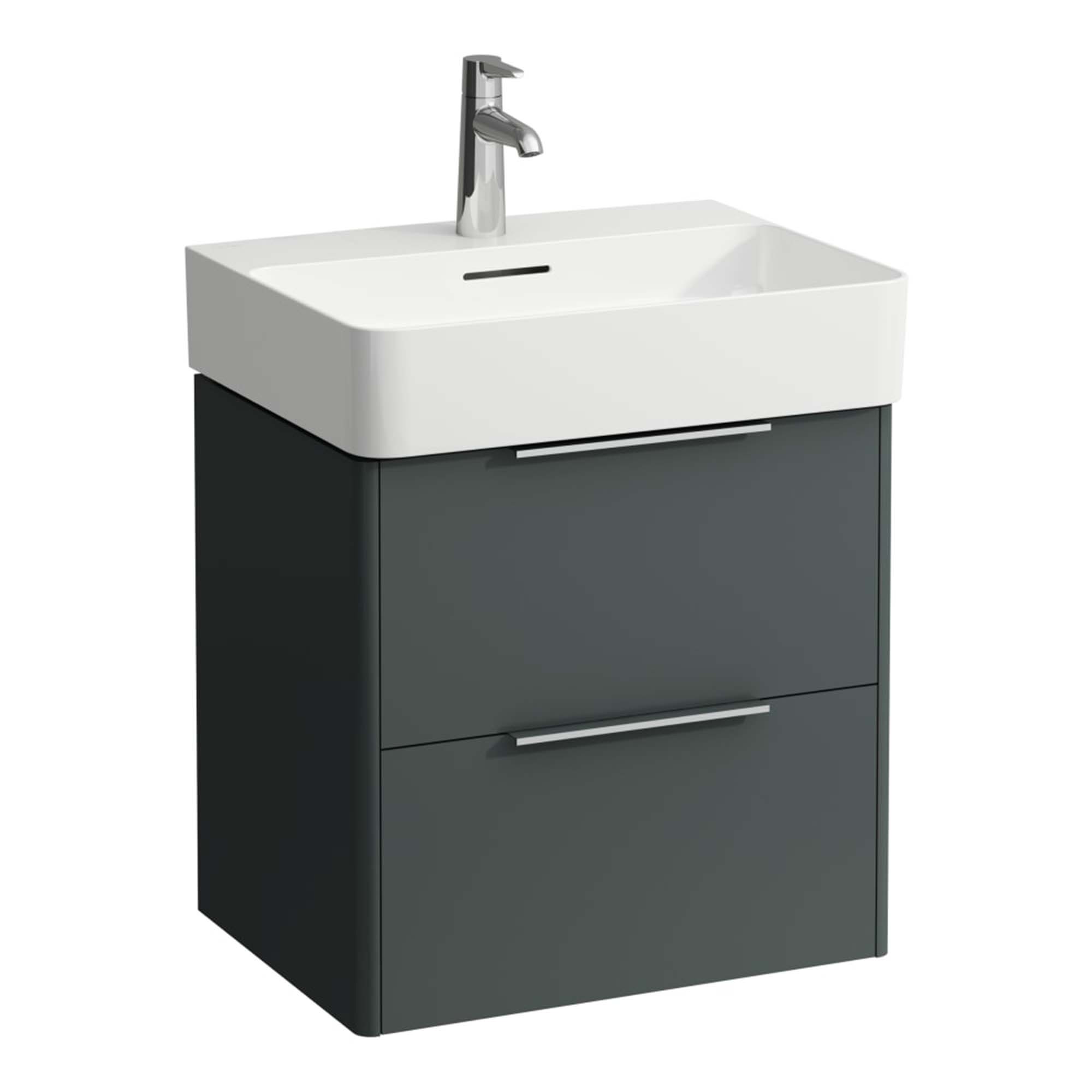 laufen val 550 2 drawer wall hung vanity ceramic washbasin traffic grey